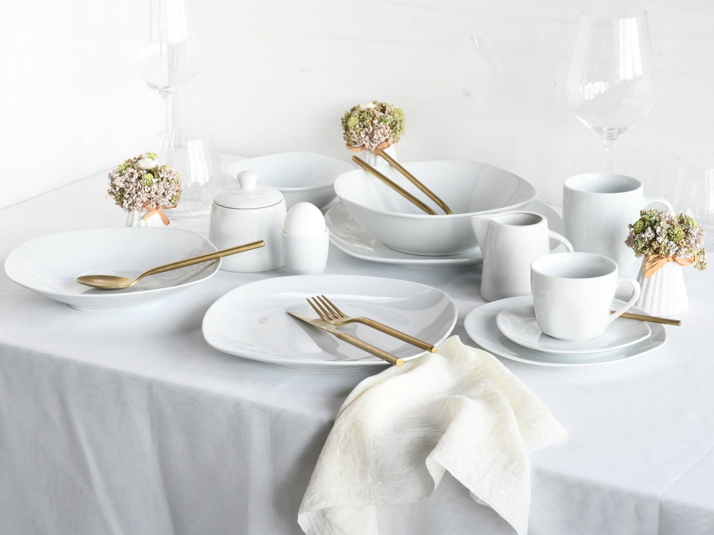 CreaTable Kombiservice »Square Weiß, Kombi-Service 62-tlg« Daily Use, Zeitlos