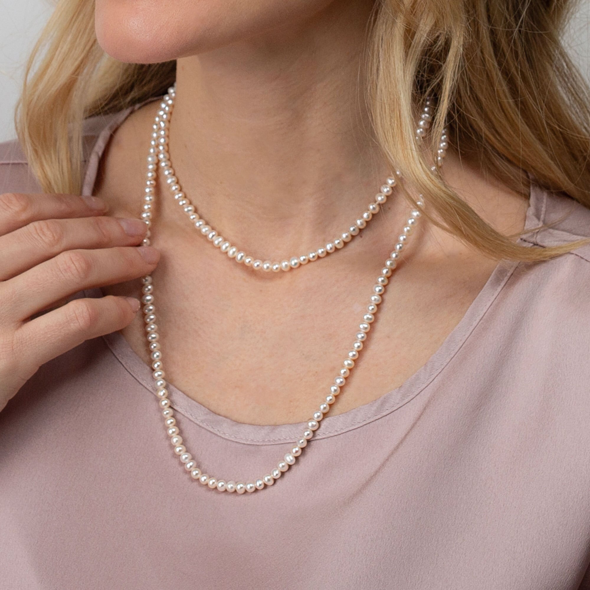 AILORIA Perlenkette »Armband-Halskette Silber/weiße Perle MOE«