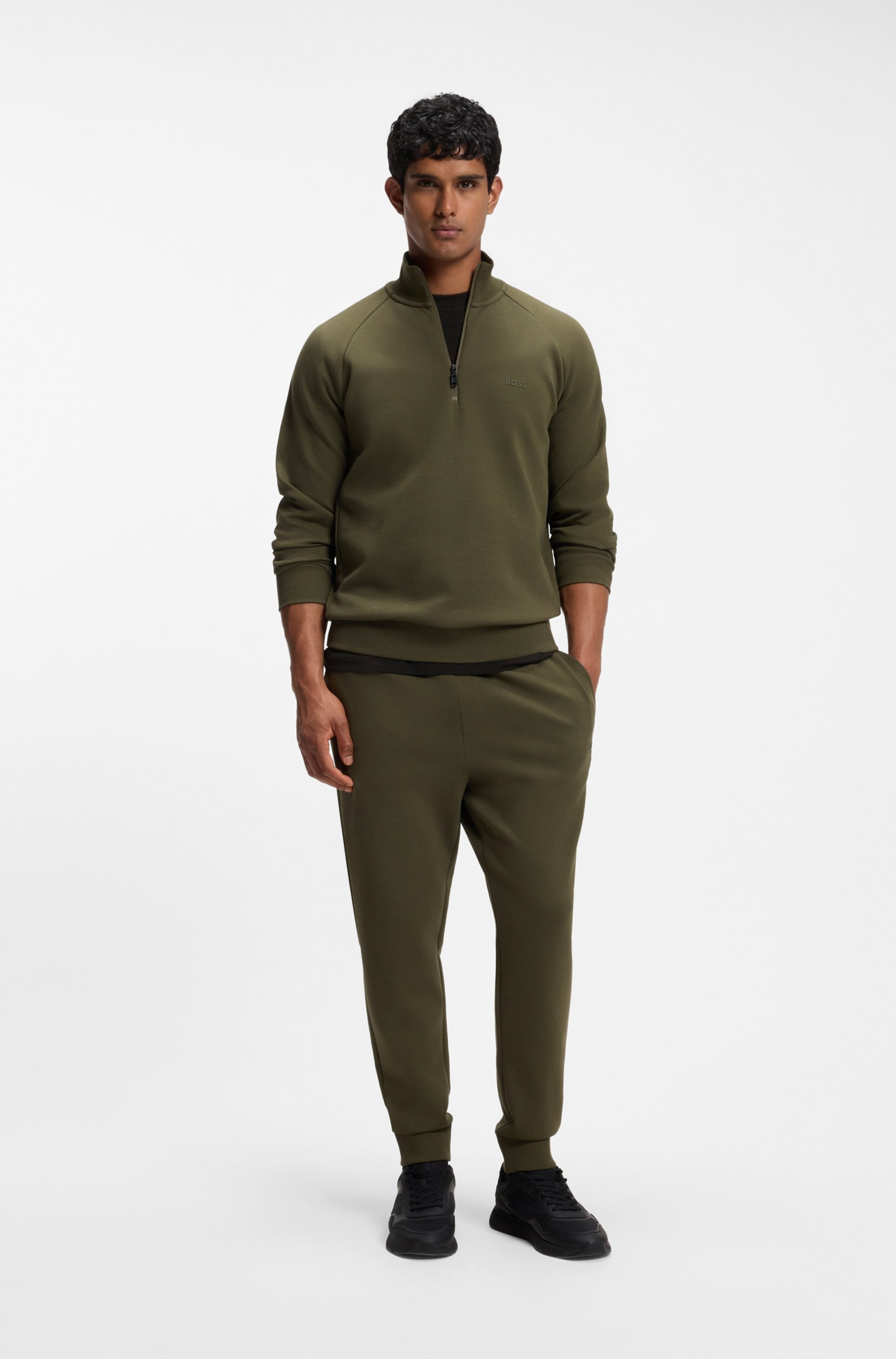 BOSS GREEN Langarmshirt »Tee Long Regular Fit« Stretch Jersey Cotton, Logo on Chest, Rundhals
