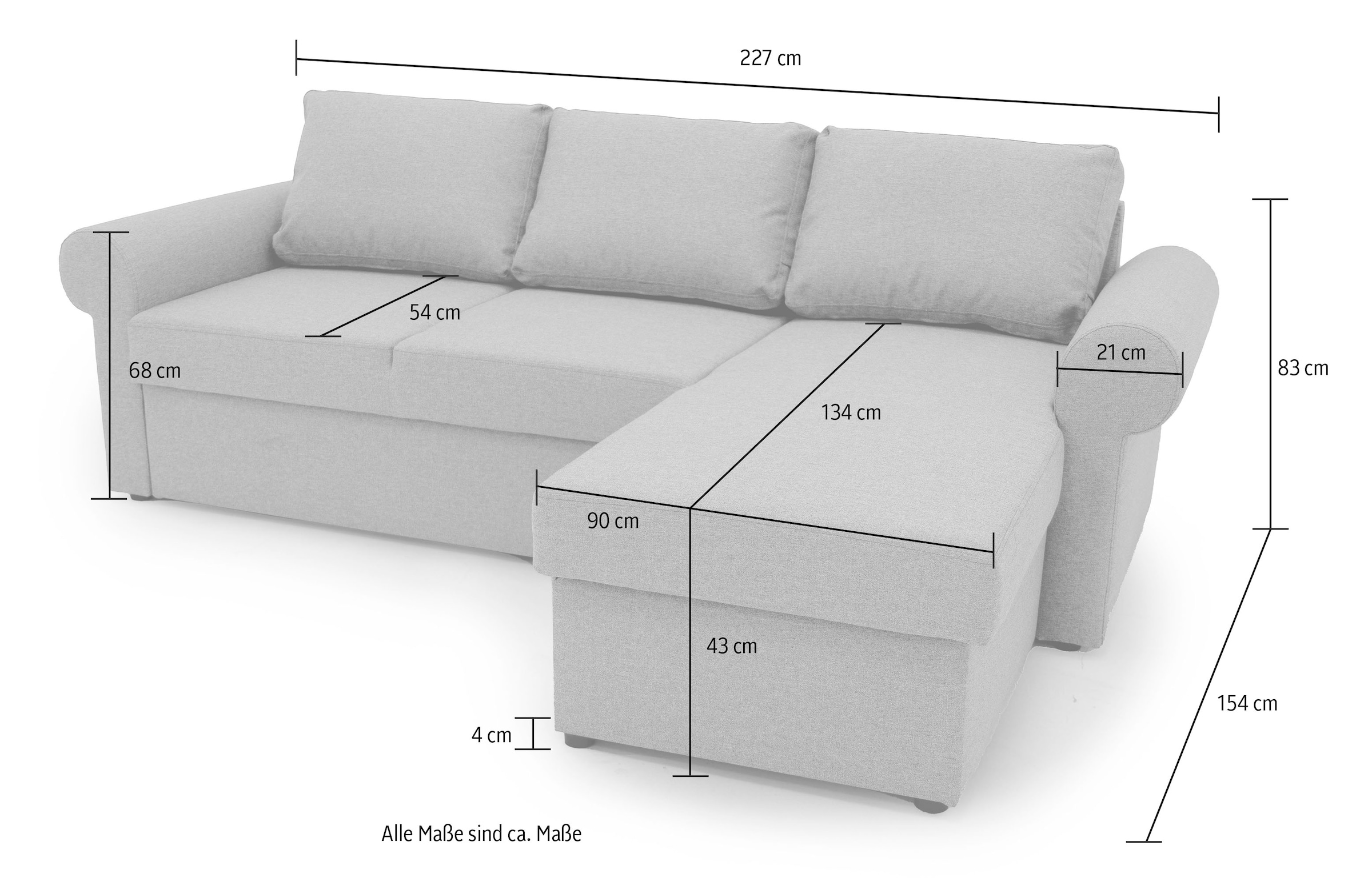 GEPADE Ecksofa »Rico, L-Form«, inkl. Bettfunktion und Bettkasten