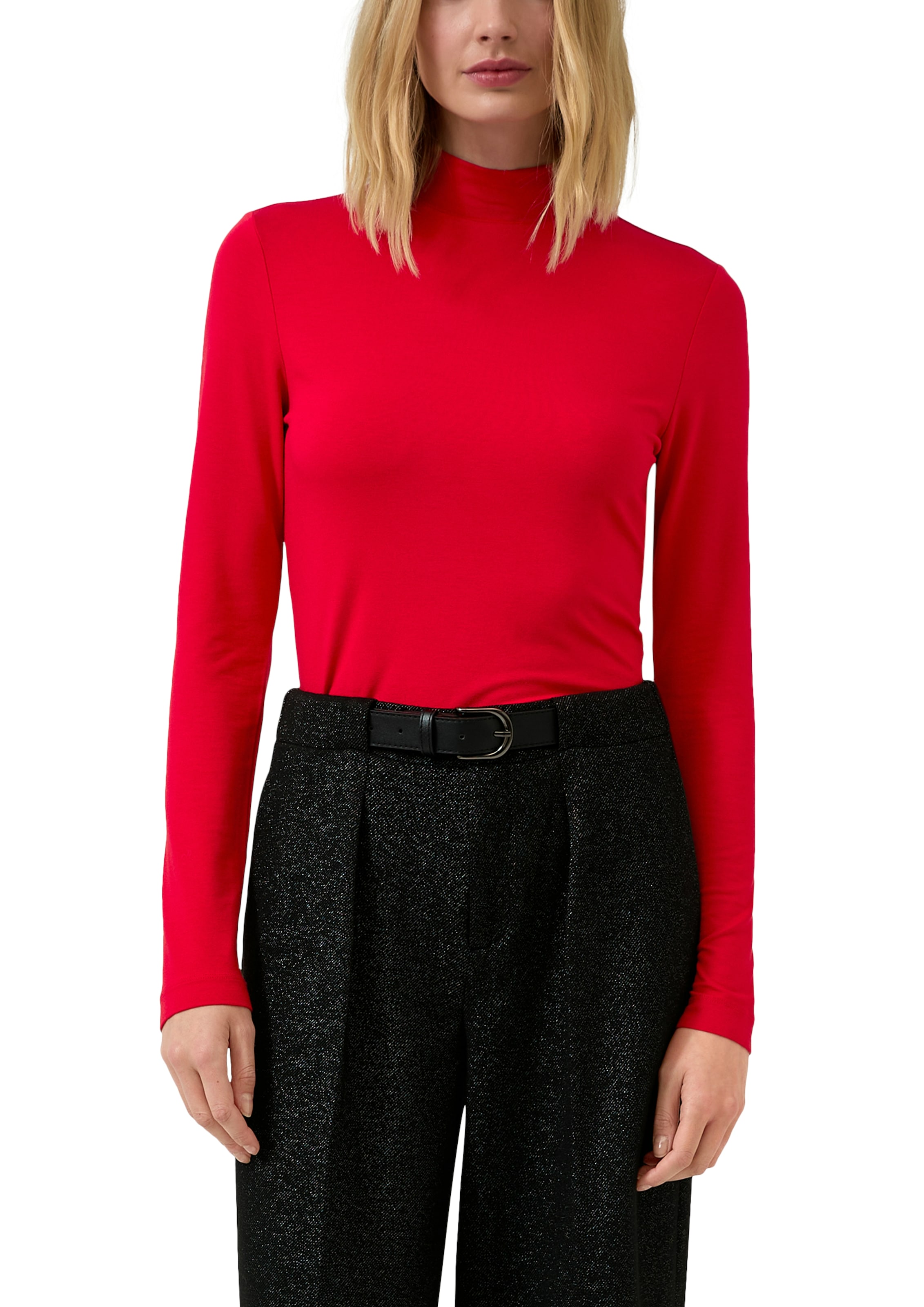 s.Oliver Langarmshirt mit Stehkragen und aus Viskose-Stretch