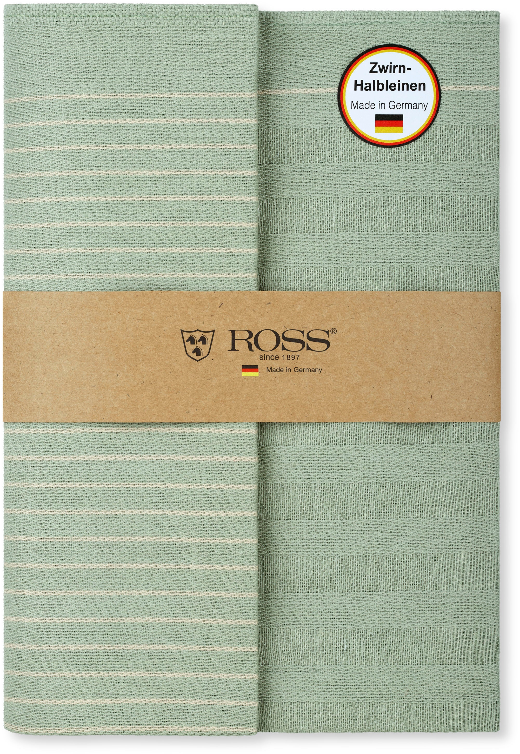 ROSS Geschirrtuch »Geschirrtücher 2er-Set 927 2x HL + Banderole« Zwirn- Halbleinen