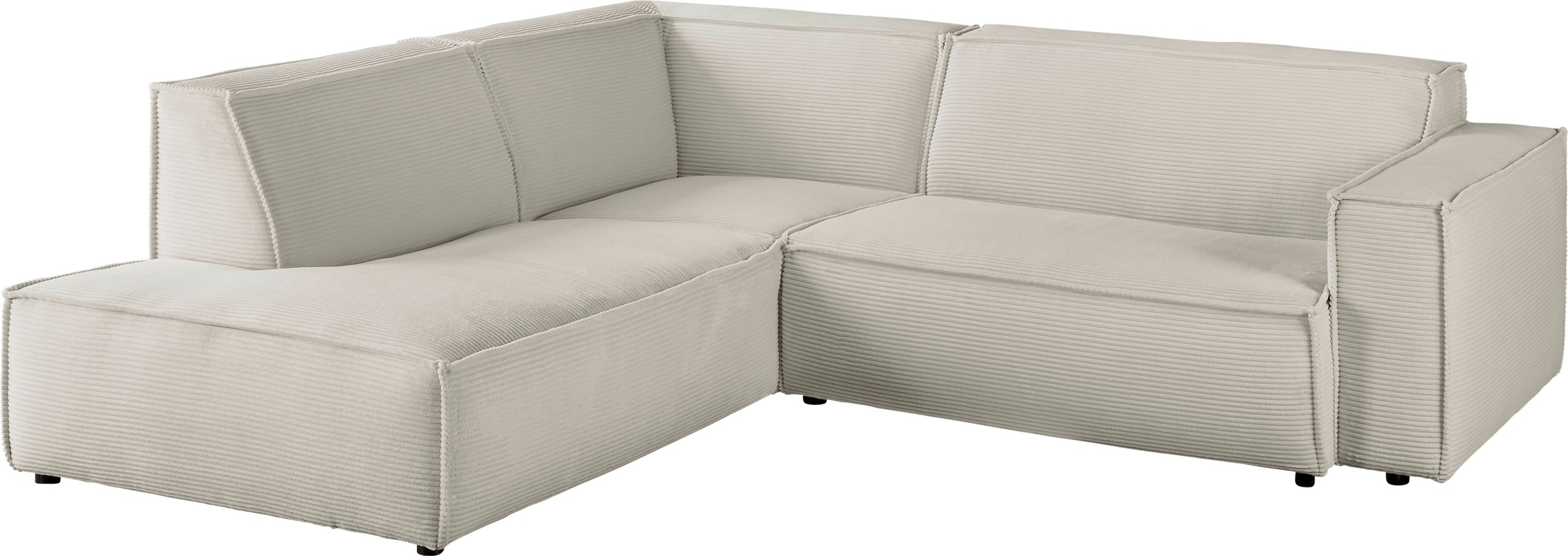 3C Candy Ecksofa »Matteo in elegant, kubischer Formensprache, bequem, L-Form«, mit auffälliger Kedernaht, Cord-Bezug, Lounge-Charakter, OTTOs Choice