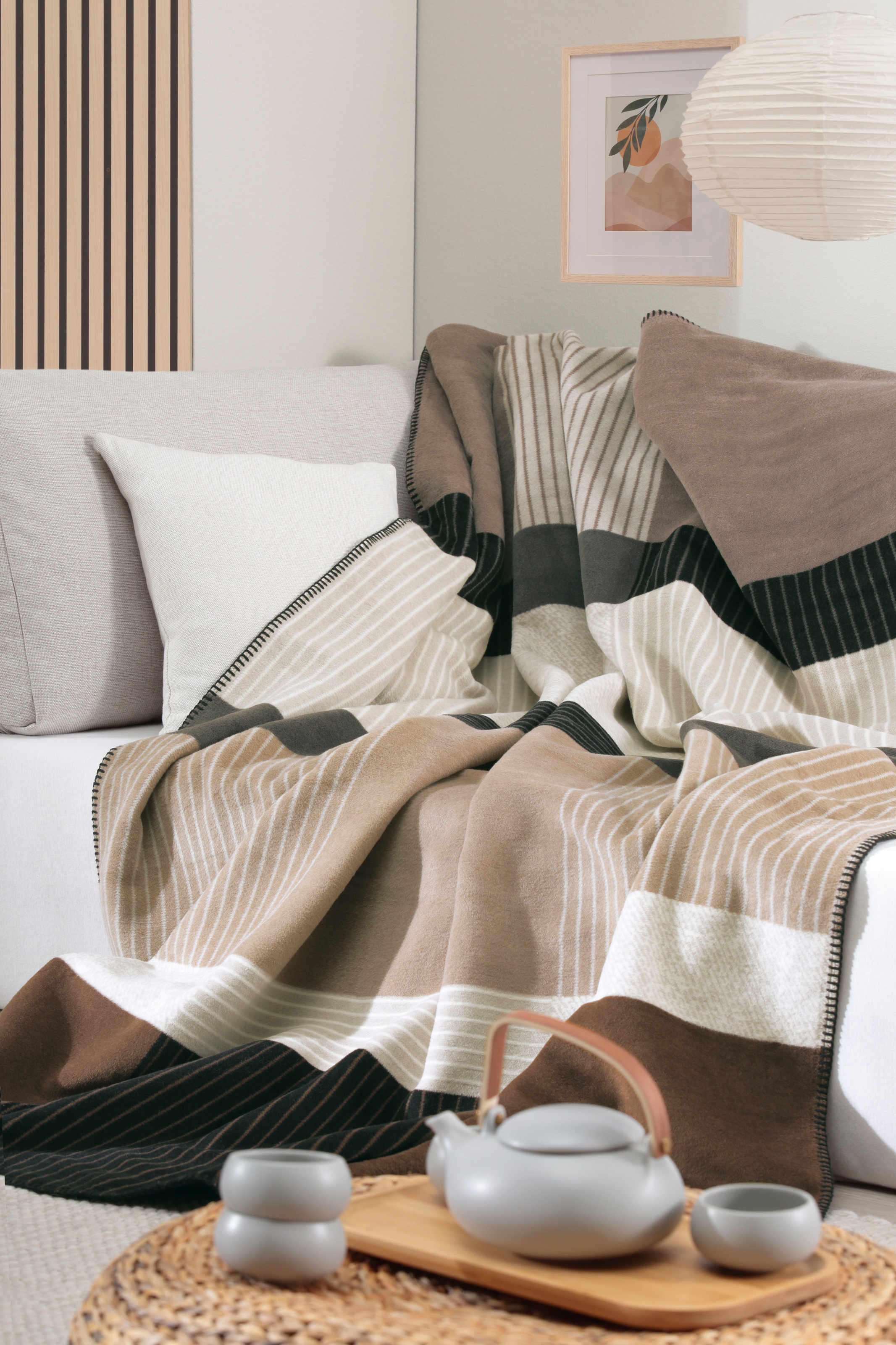 Biederlack Wohndecke »Origin Check« 150 x 200, mit Zierstich
