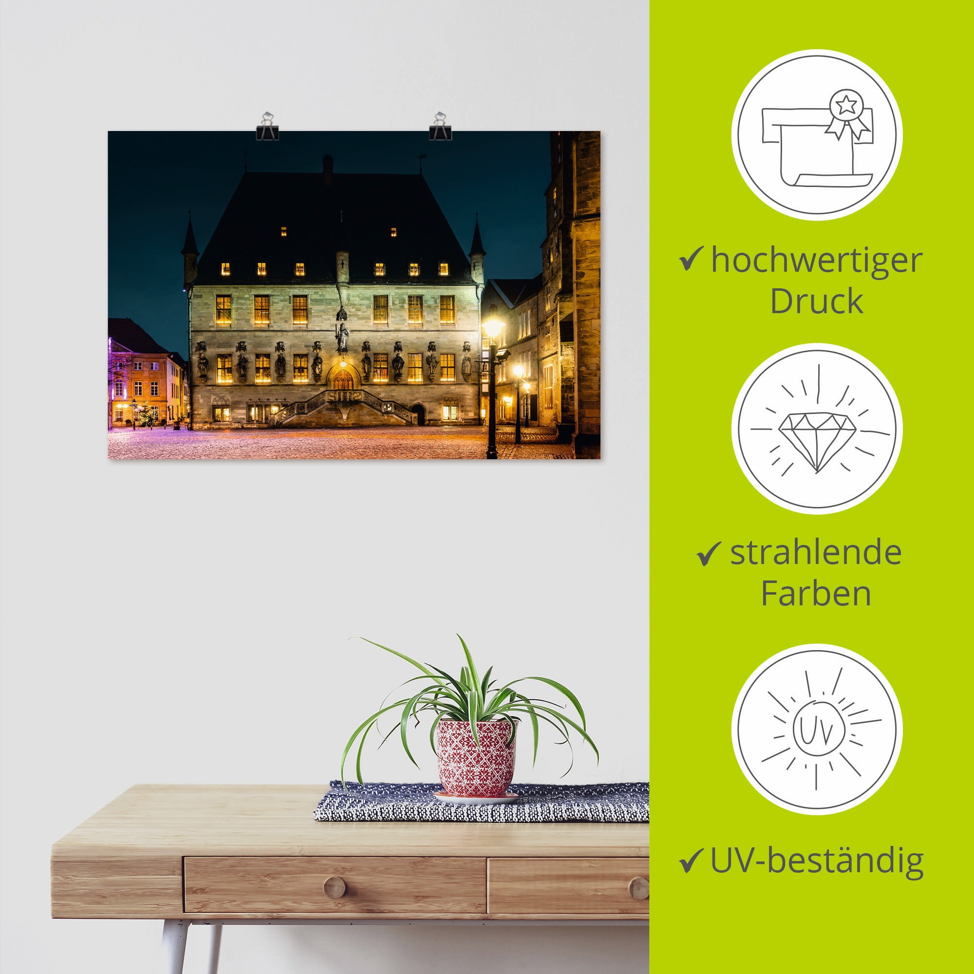 Artland Wandbild »Rathaus Osnabrück II«, Deutschland, (1 St.), als Alubild, Outdoorbild, Poster in verschied. Größen
