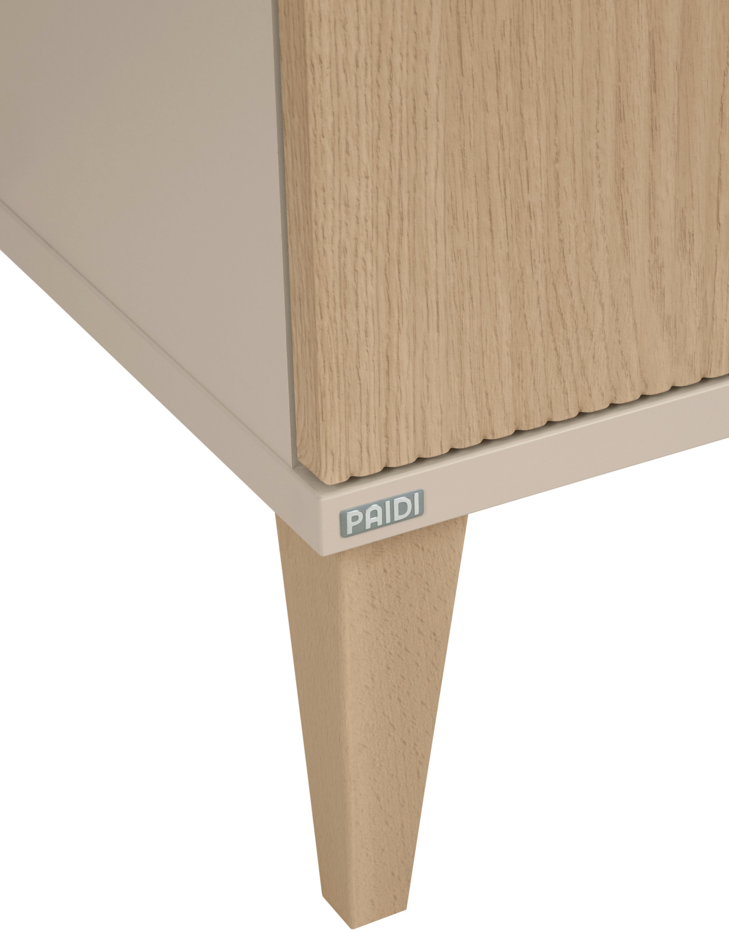 PAIDI Kleiderschrank »JONTE in Beige & Eichefarben mit gerillten Türen, verschiedene Größen« B/H/T ca. 95-141/164-207/40-56cm, mit 2 oder 3 Türen + Tiny-Variante,  stabiler Drehtürenschrank mit Massivholz-Füßen, Soft-Close-Funktion