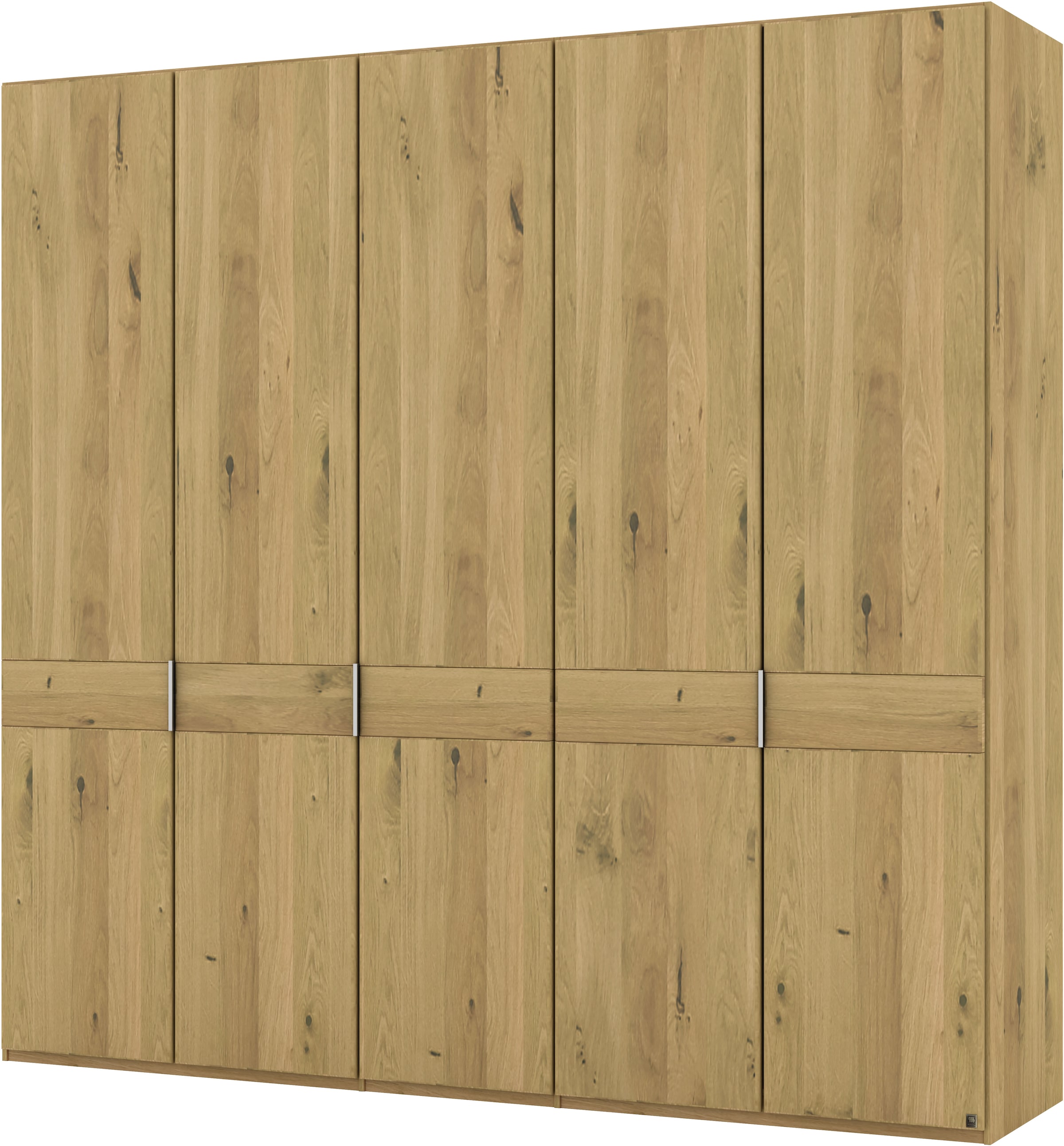 Musterring Drehtürenschrank »Savona, Kleiderschrank, Schrank, Garderobe, teilmassiv Eiche«, (mit Türdämpfern, in 5 Breiten & 2 Höhen, extra Böden, MADE IN GERMANY), Türen in Bianco-Eiche massiv, mit Querriegel, verschiedene Größen