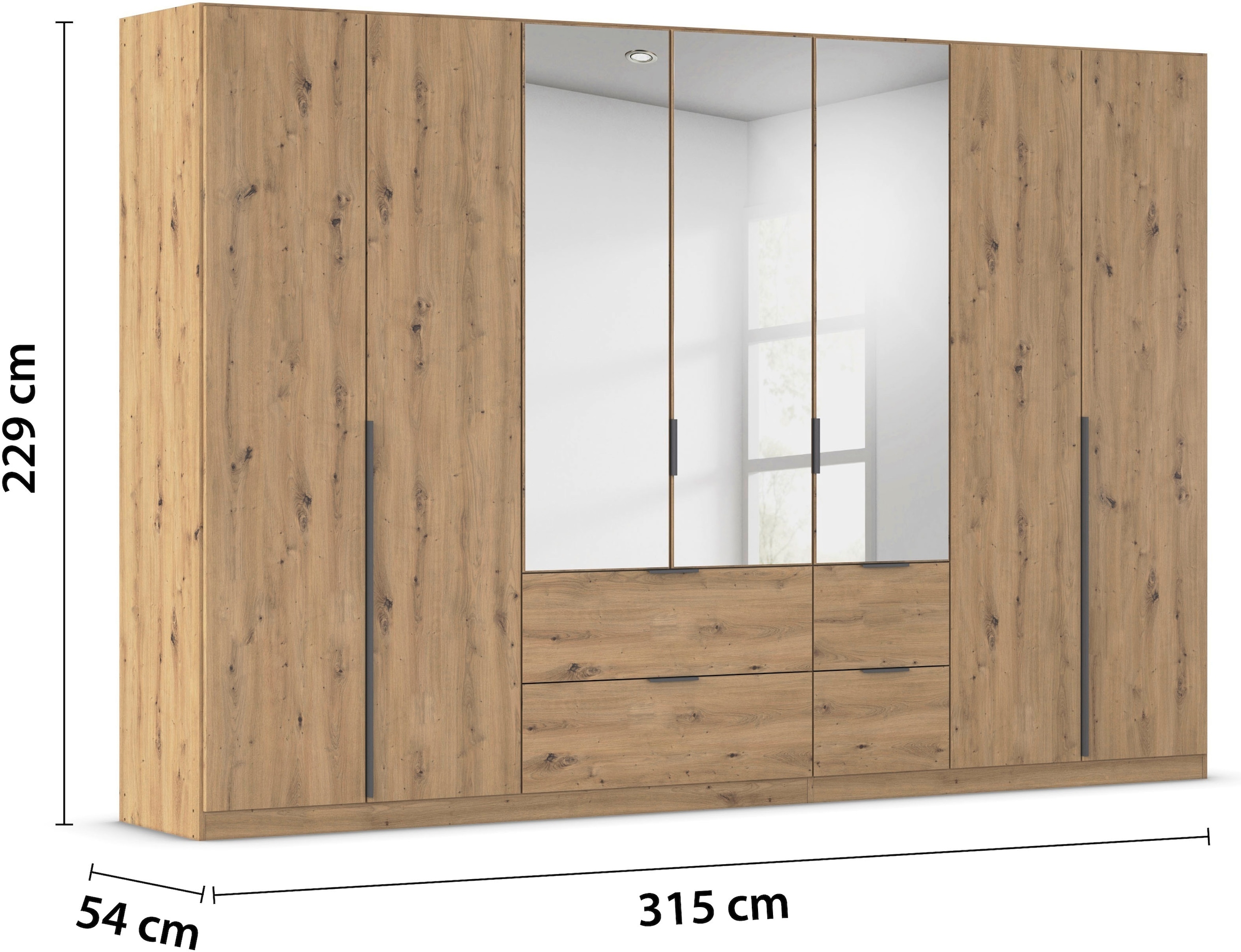 rauch Drehtürenschrank »Kleiderschrank Schrank Garderobe AGORDO mit Dekor- oder Hochglanzfront«, (in zwei Griff-Farben mit Dekor- oder Hochglanzfront), mit Außenschubkästen, in 6 Breiten und 2 Höhen MADE IN GERMANY