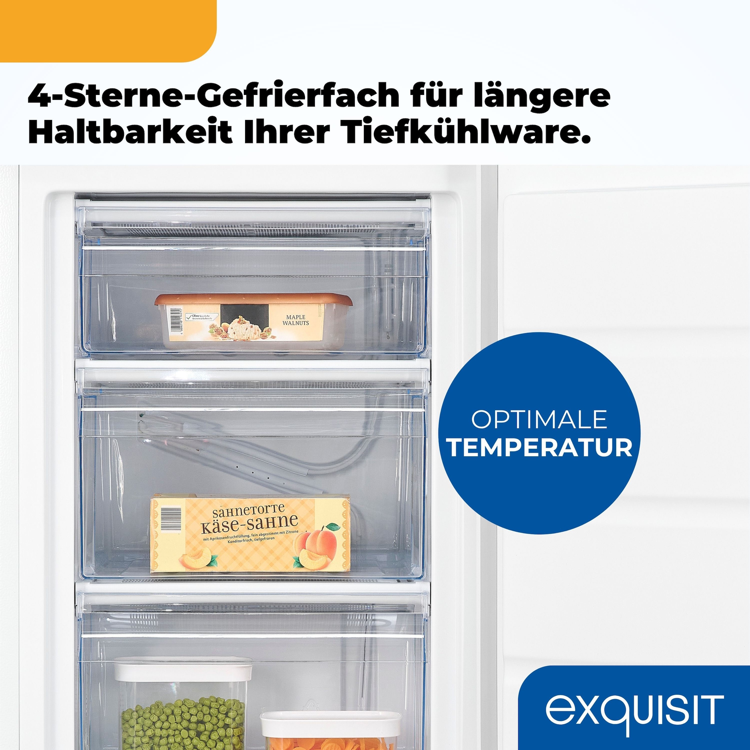 exquisit Gefrierschrank »GS81-H-010C weiss« 84,5 cm hoch 56 cm breit Türgriff für Komfort, flexible Gefrierschubladen für mehr Ordnung