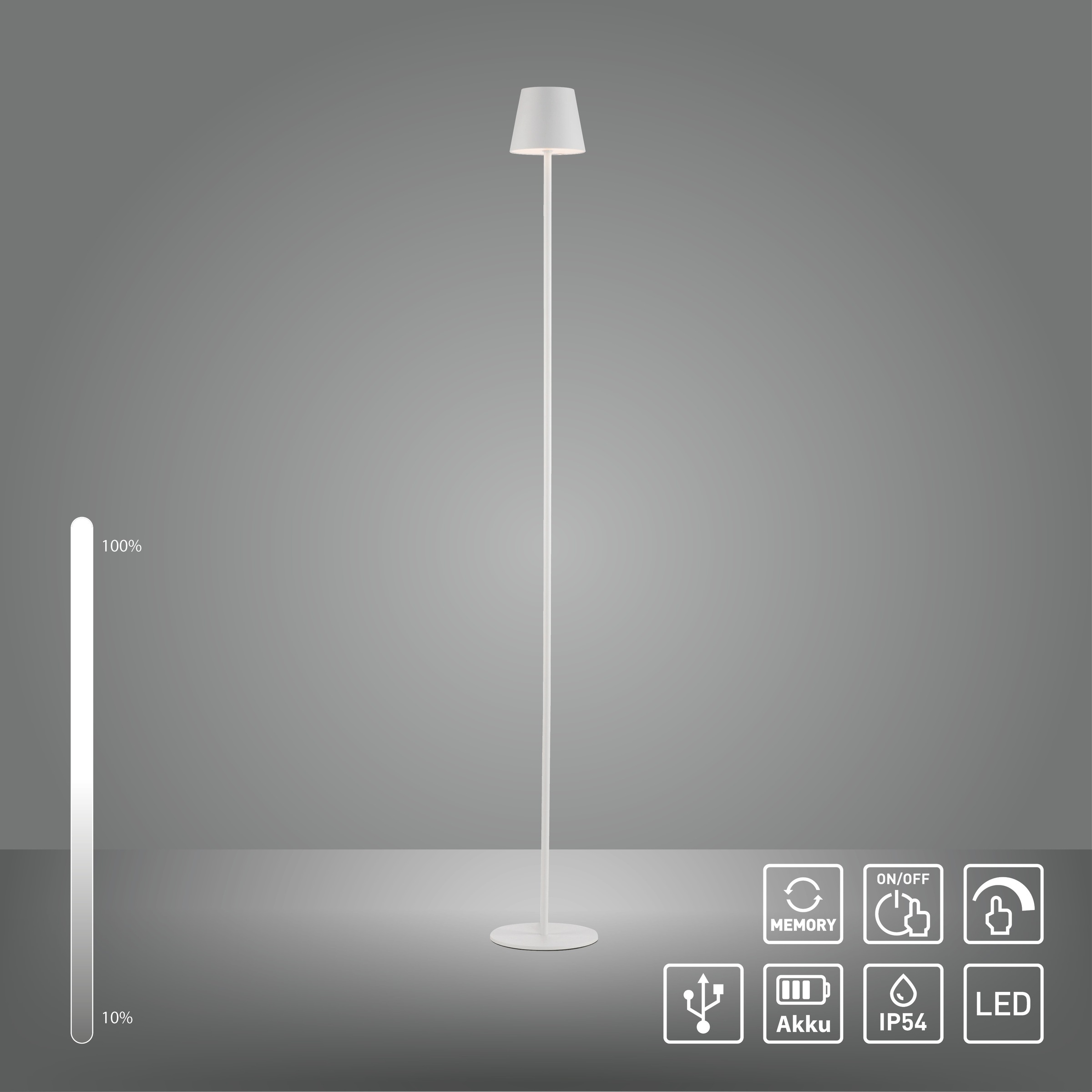 JUST LIGHT Stehlampe »EURIA« LED-Modul 1 Stk. Warmweiß Akkuleuchte