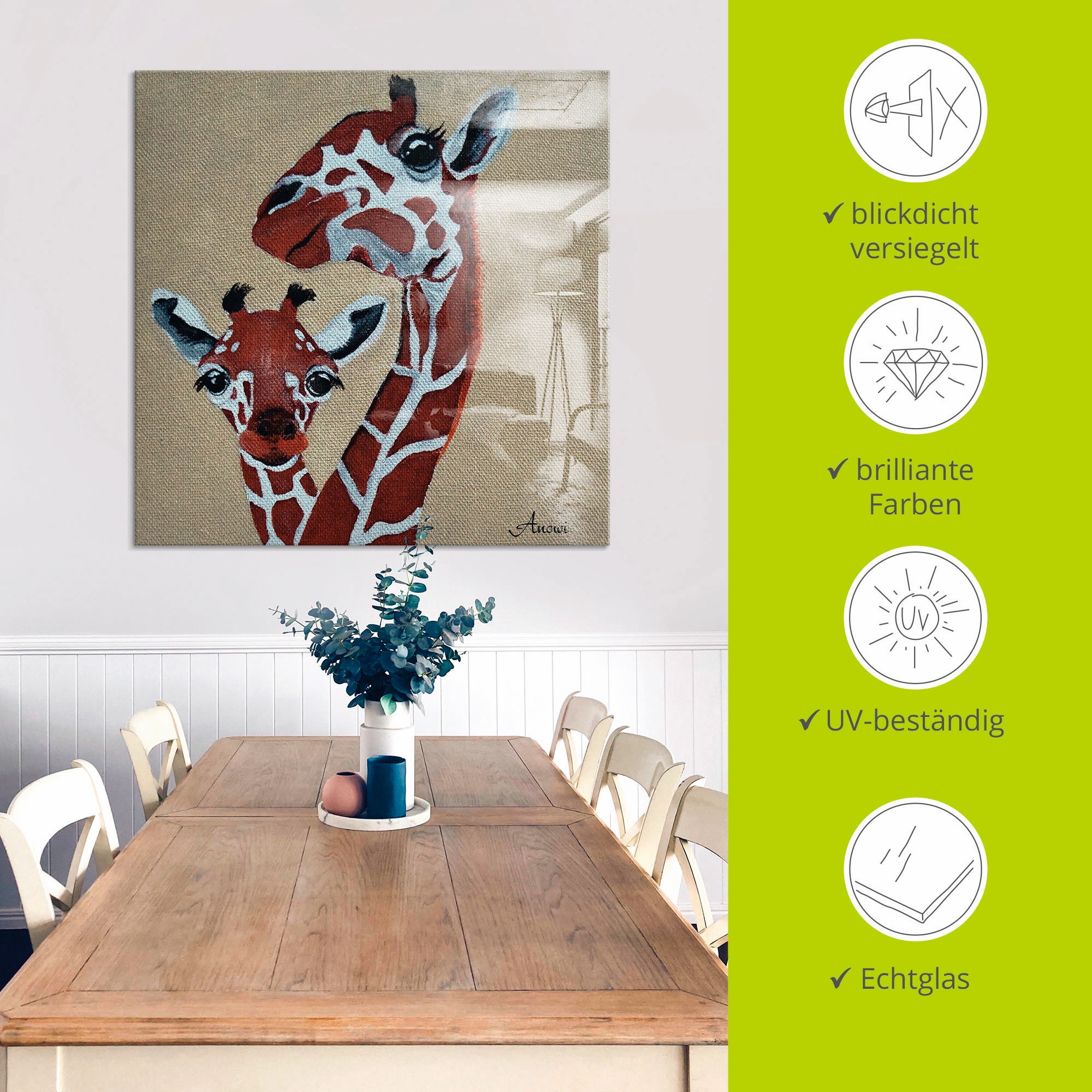 Artland Glasbild »Giraffen«, Wildtiere, (1 St.), in verschiedenen Größen