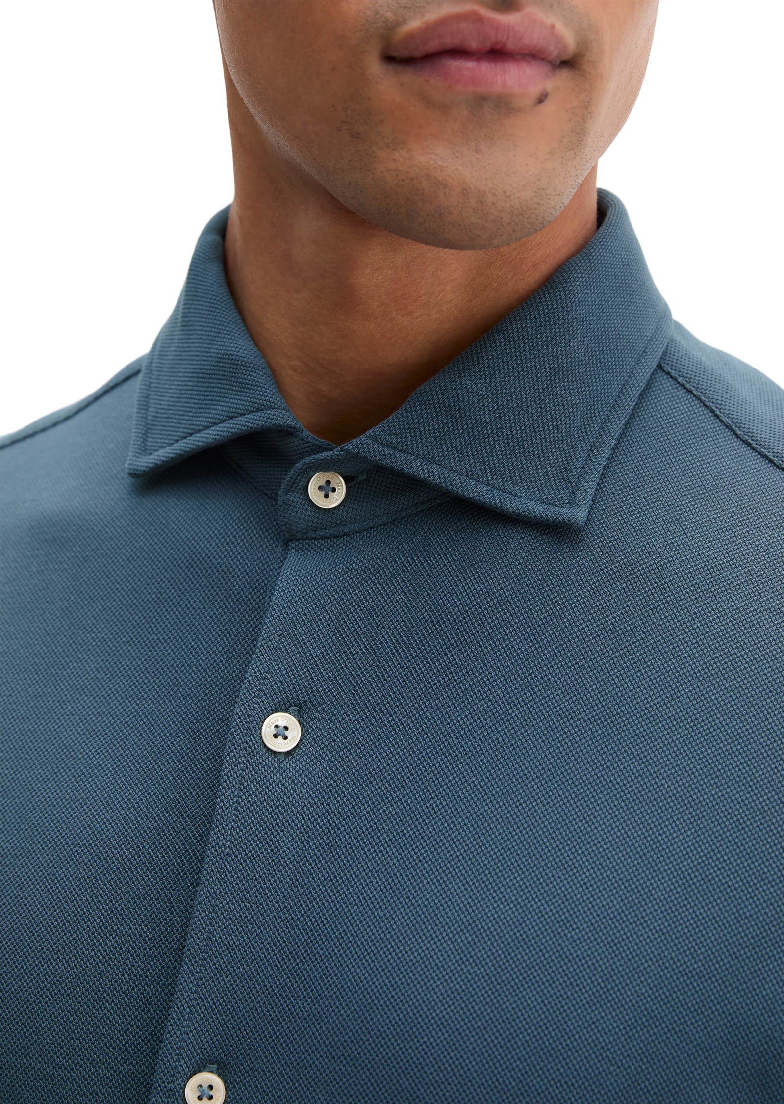 Marc O'Polo Langarmhemd Shaped Fit, mit feiner Piqué-Struktur
