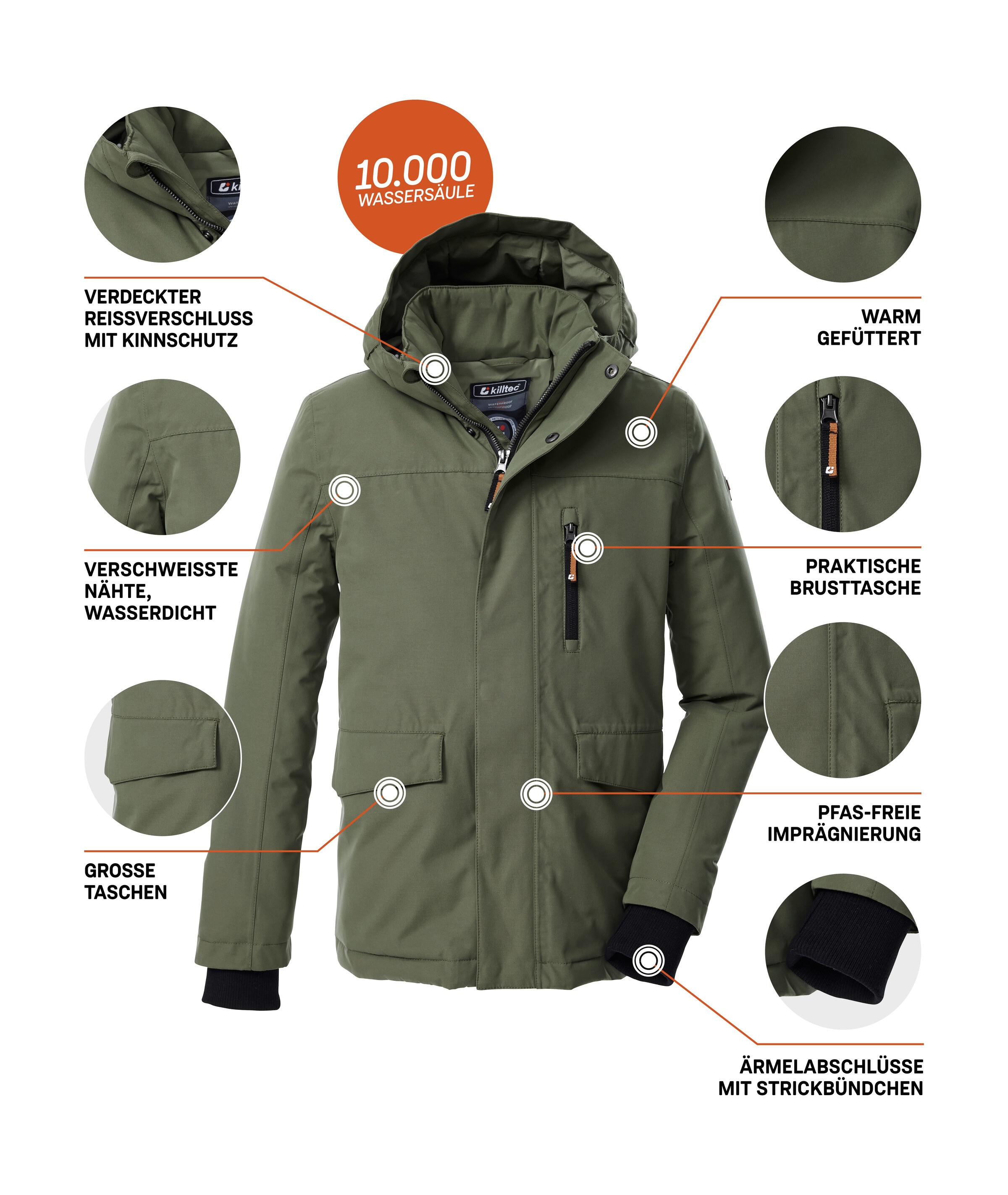 Killtec Funktionsjacke »KOW 233 BYS JCKT«, Wind- und wasserdichte Kinderjacke, regulierbare Kapuze, PFAs-frei