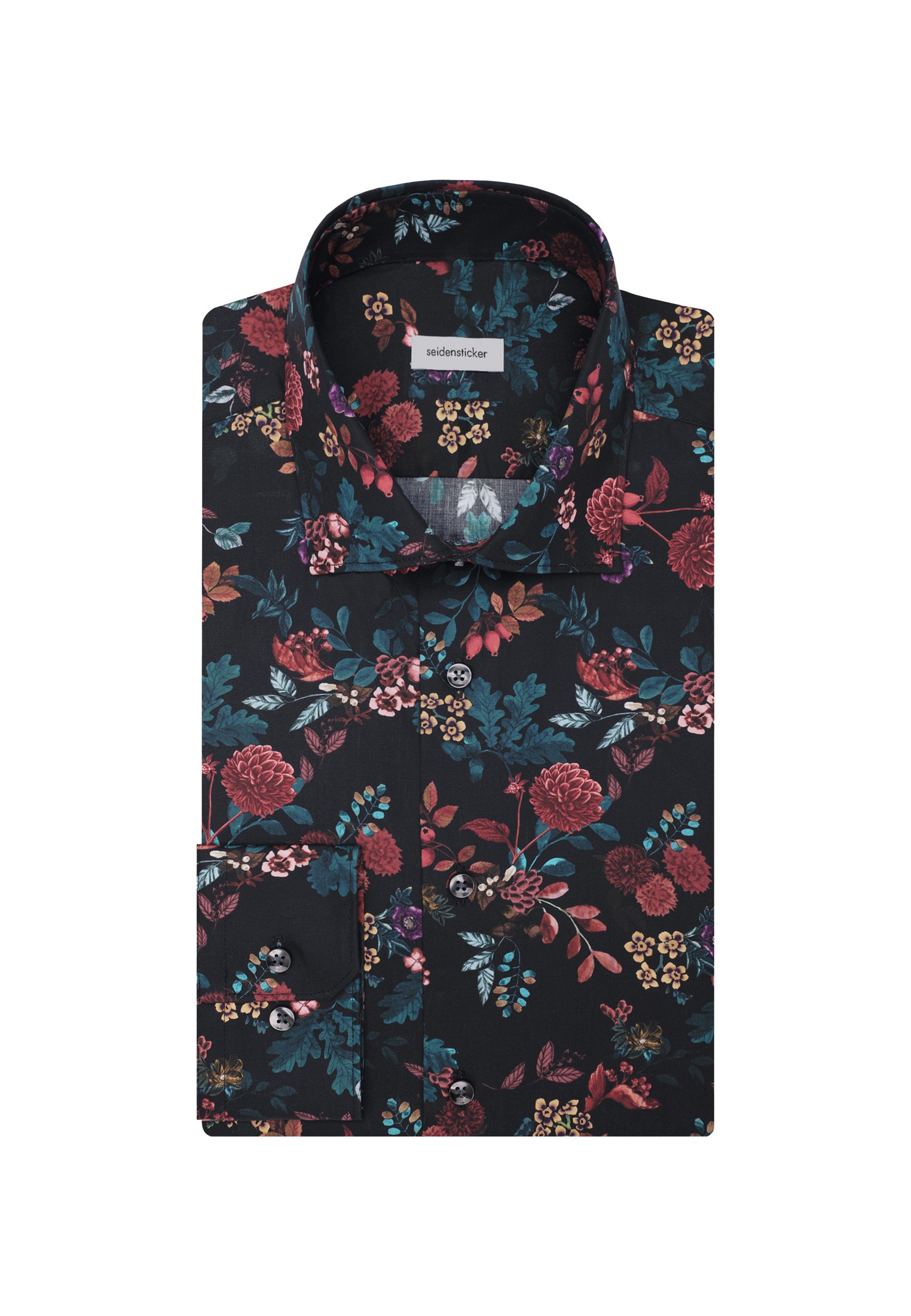 seidensticker Businesshemd »Schwarze Rose«, Regular 1/1 Kentkragen Geblümt