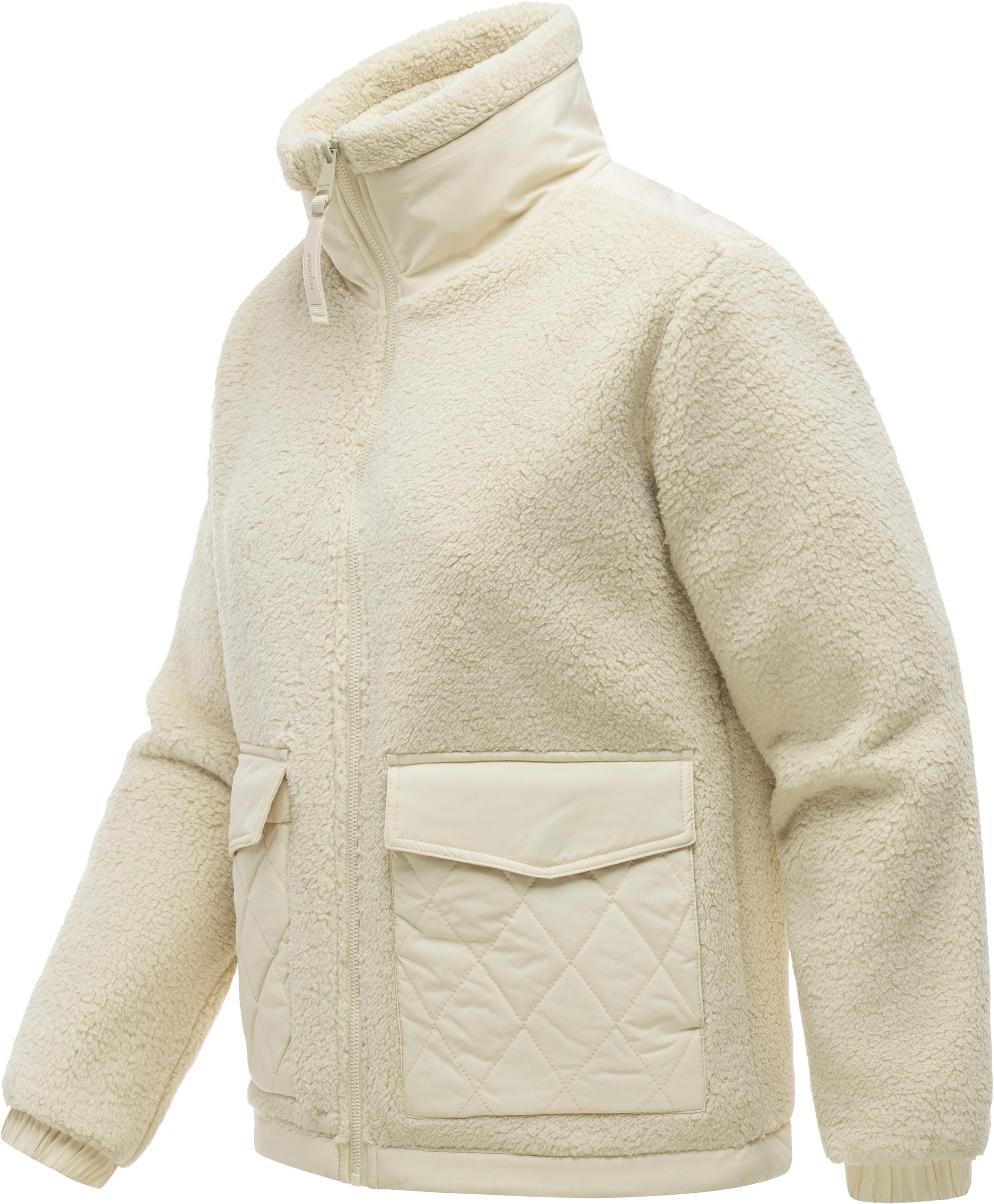 Ragwear Plüschjacke »Plüschjacke Arctika Y« ohne Kapuze Warme kuschelige Damenjacke im Materialmix