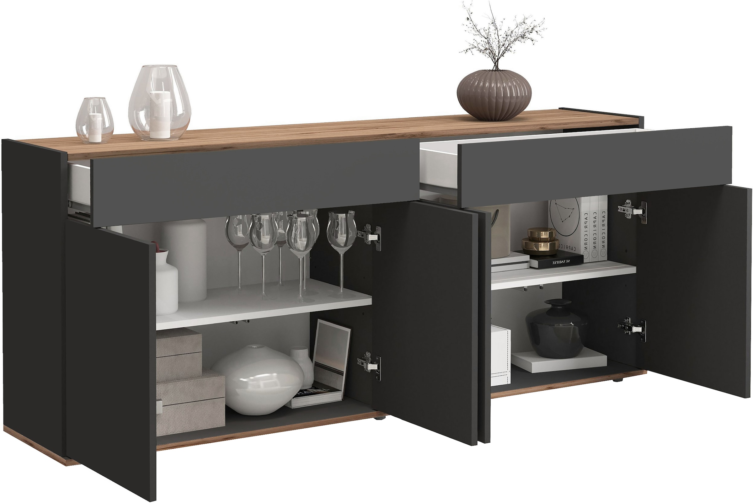 INOSIGN Sideboard »Garda, Kommode, Schrank, Kredenz«, 4 Türen, 2 Schubladen, grifflos Breite 160,1 cm