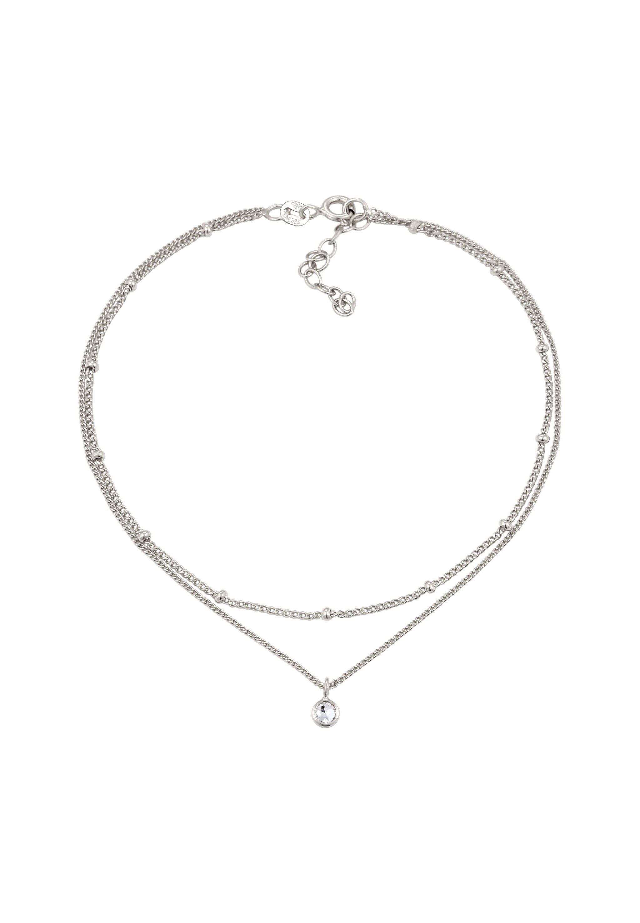 Elli Silberkette »Fußschmuck Layer Kugeln Weiß 925 Sterling Silber, mit Kristallen von Swarovski®«