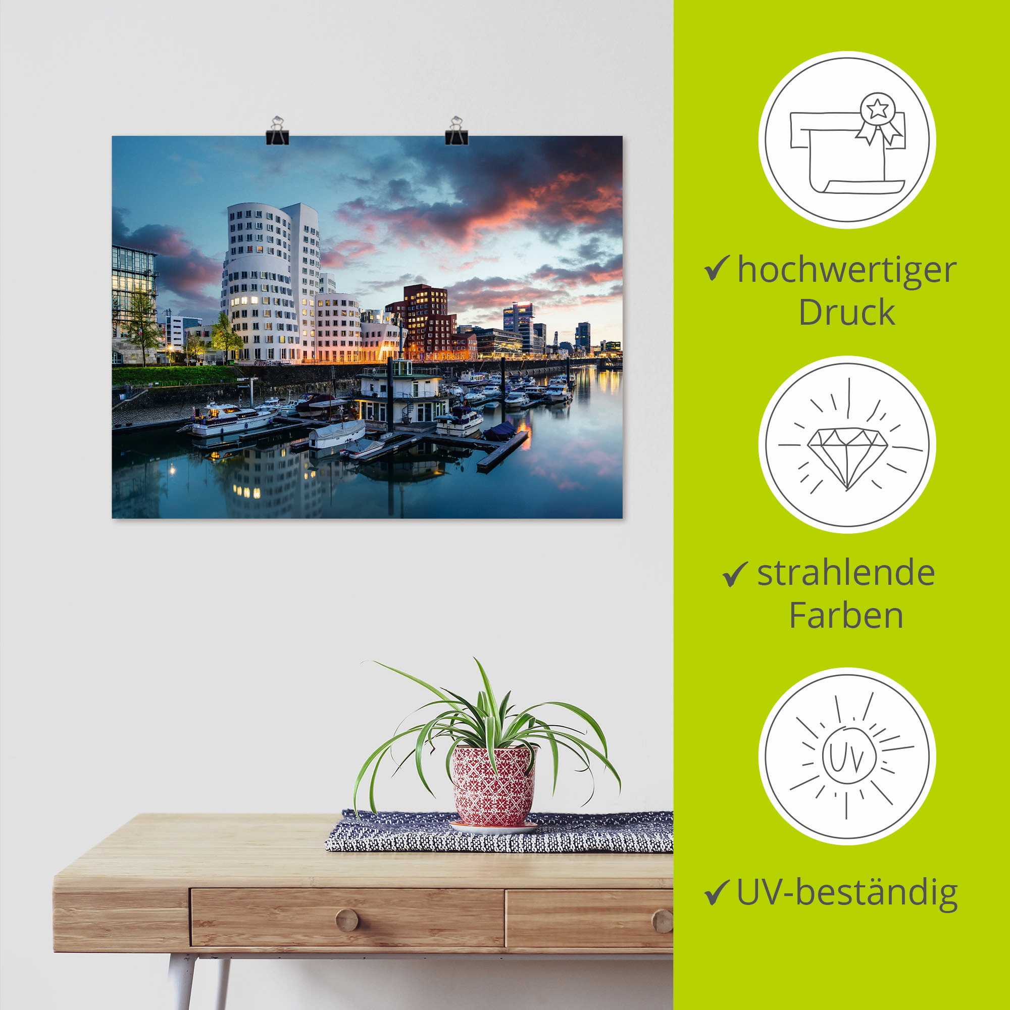 Artland Poster »Düsseldorf Medienhafen«, Deutschland, (1 St.), als Alubild, Leinwandbild, Wandaufkleber oder Poster in versch. Größen