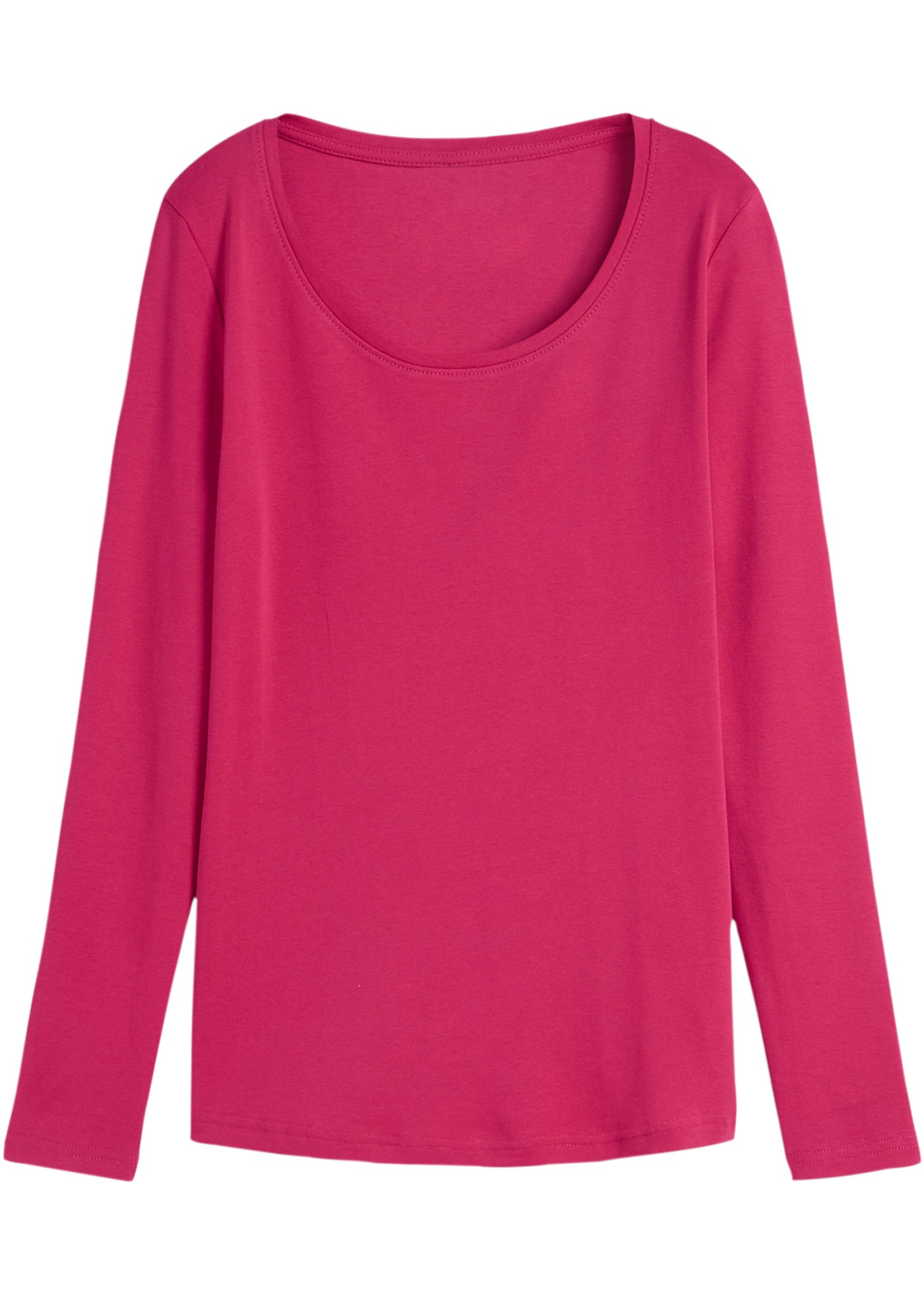 bonprix Langarmshirt leicht taillierte Passform, Rundhalsausschnitt, aus reiner Baumwolle