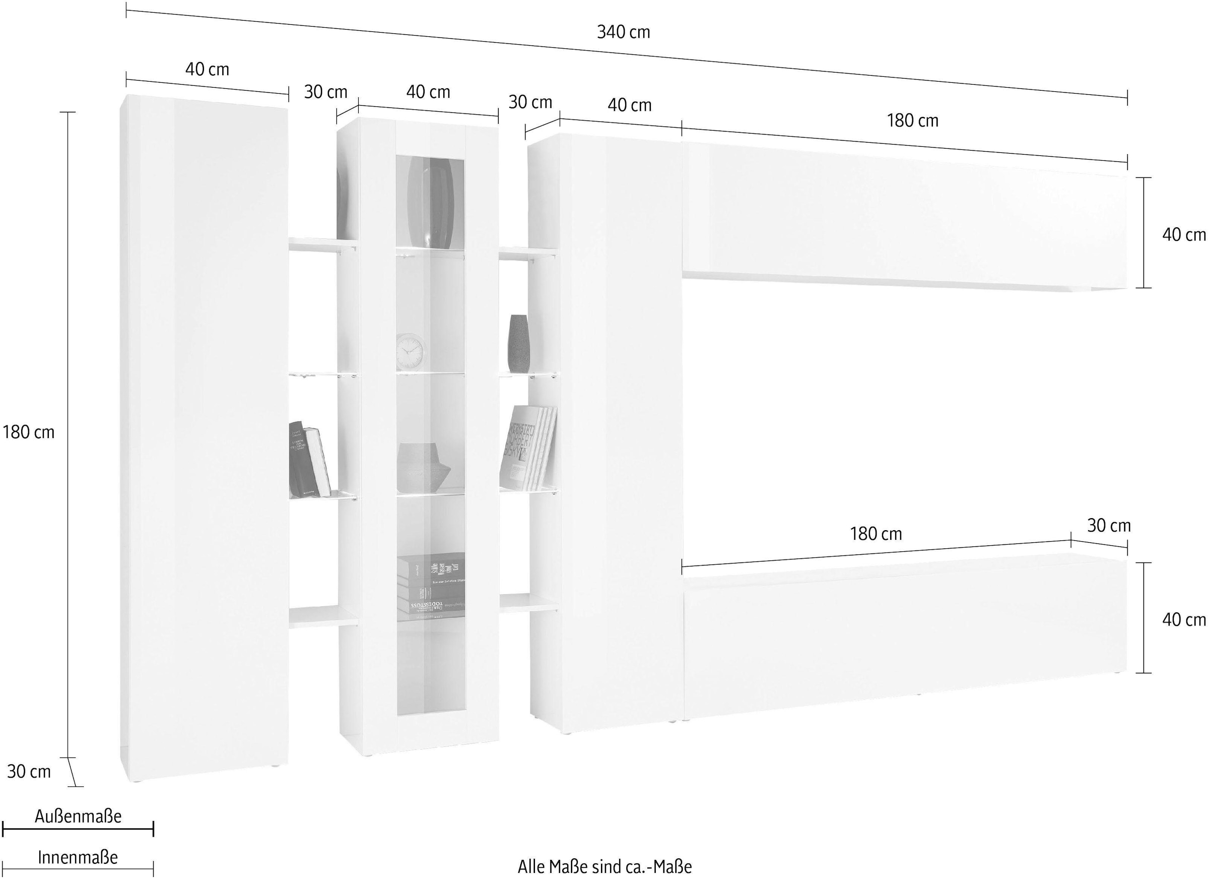 INOSIGN Wohnwand »Maruska«, (Set, 5 St.), Front/ Korpus weiß Hochglanz