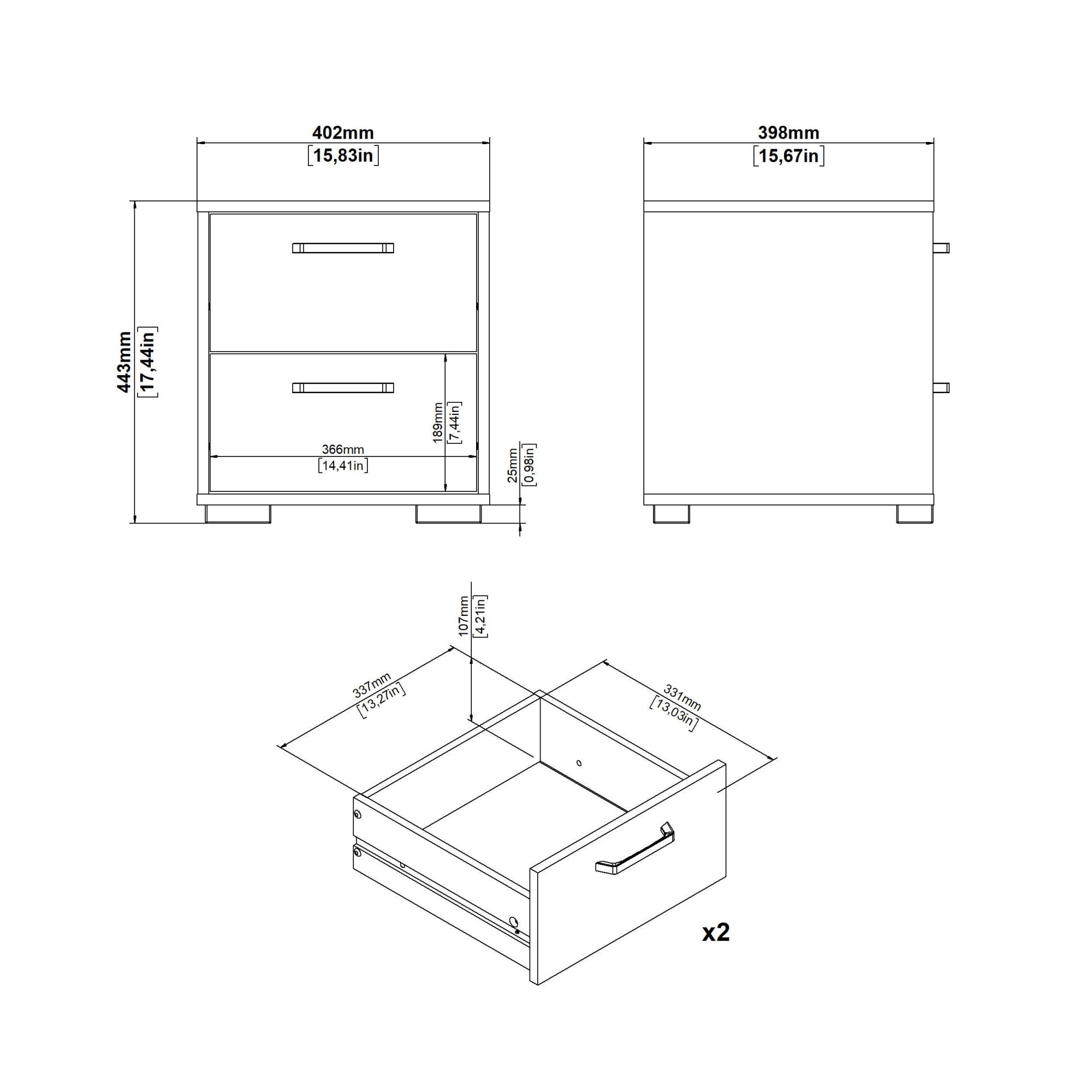 Home affaire Nachtkommode »Sofia« minimalistisches, modernes Design, Breite 70,2 cm