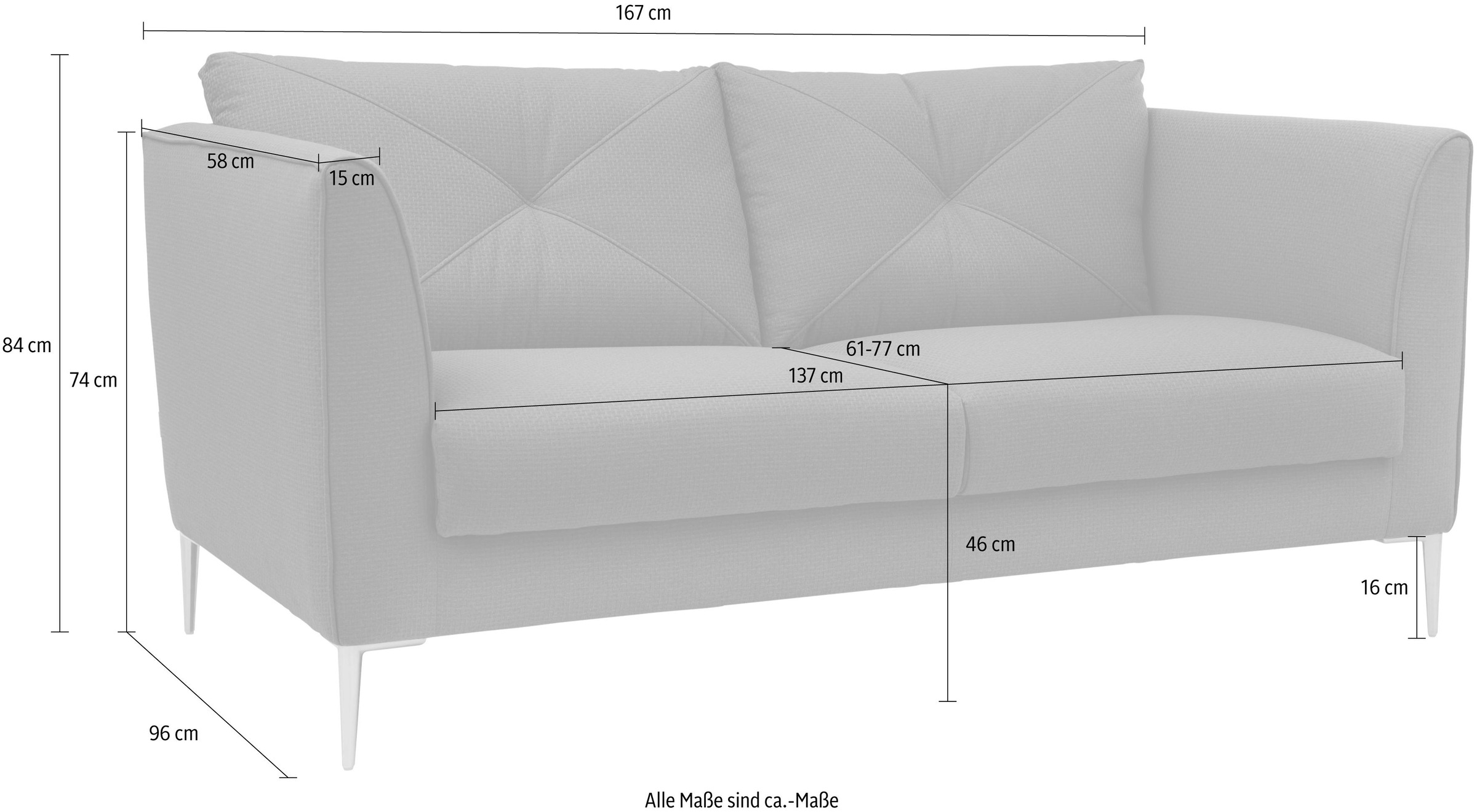 Guido Maria Kretschmer Home&Living 2-Sitzer »Lille«, Breite 167 cm