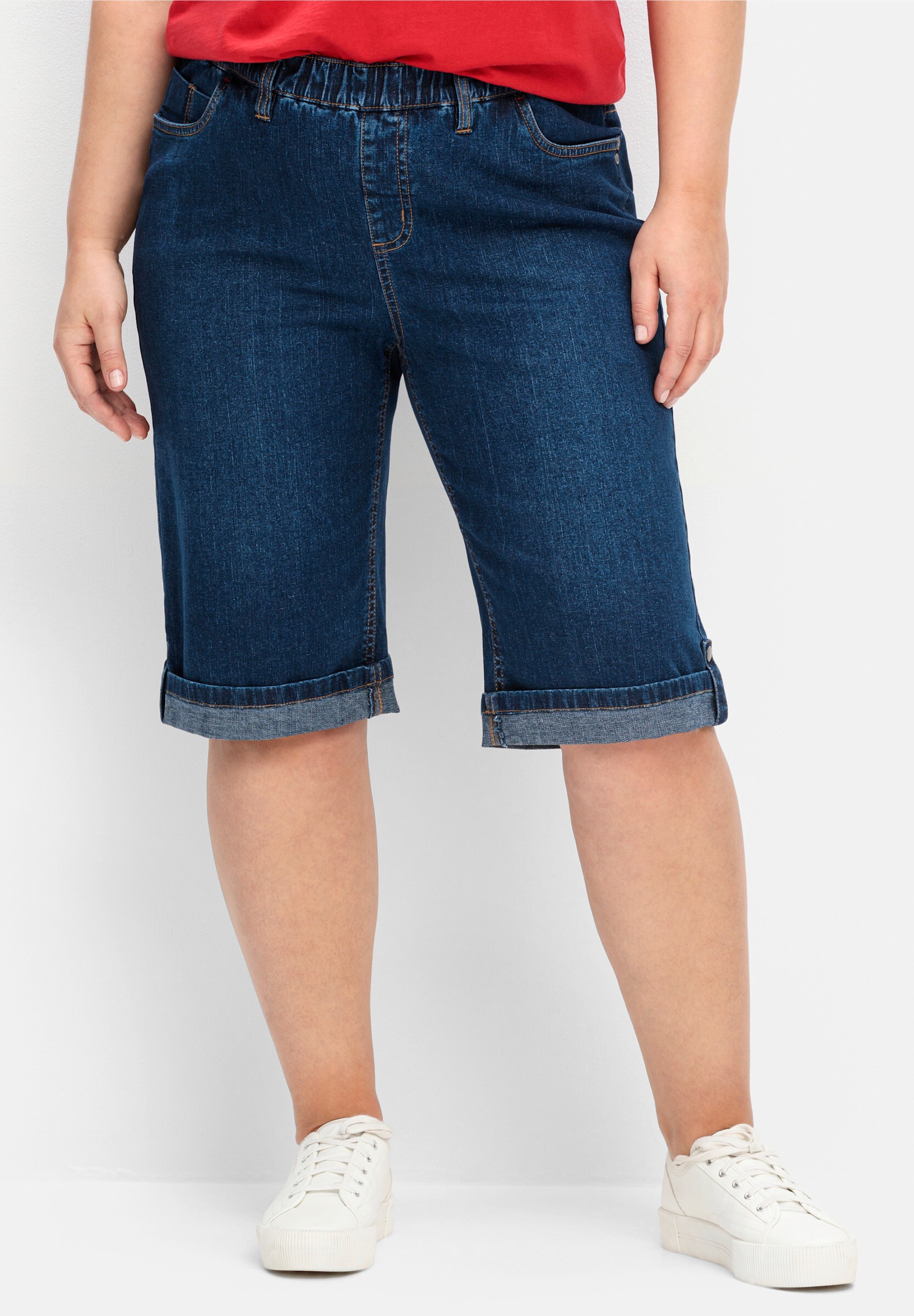Sheego Bequeme Jeans »Jeansbermudas Jeansbermudas mit fixiertem Aufschlag« mit fixierbarem Aufschlag