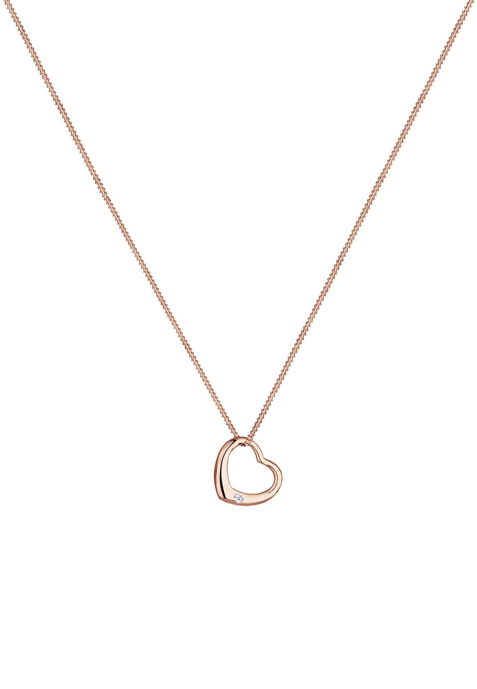 Elli DIAMONDS Silberkette »Halskette Herz Liebe Romantik Diamant (0.03 ct.) 925 Silber«