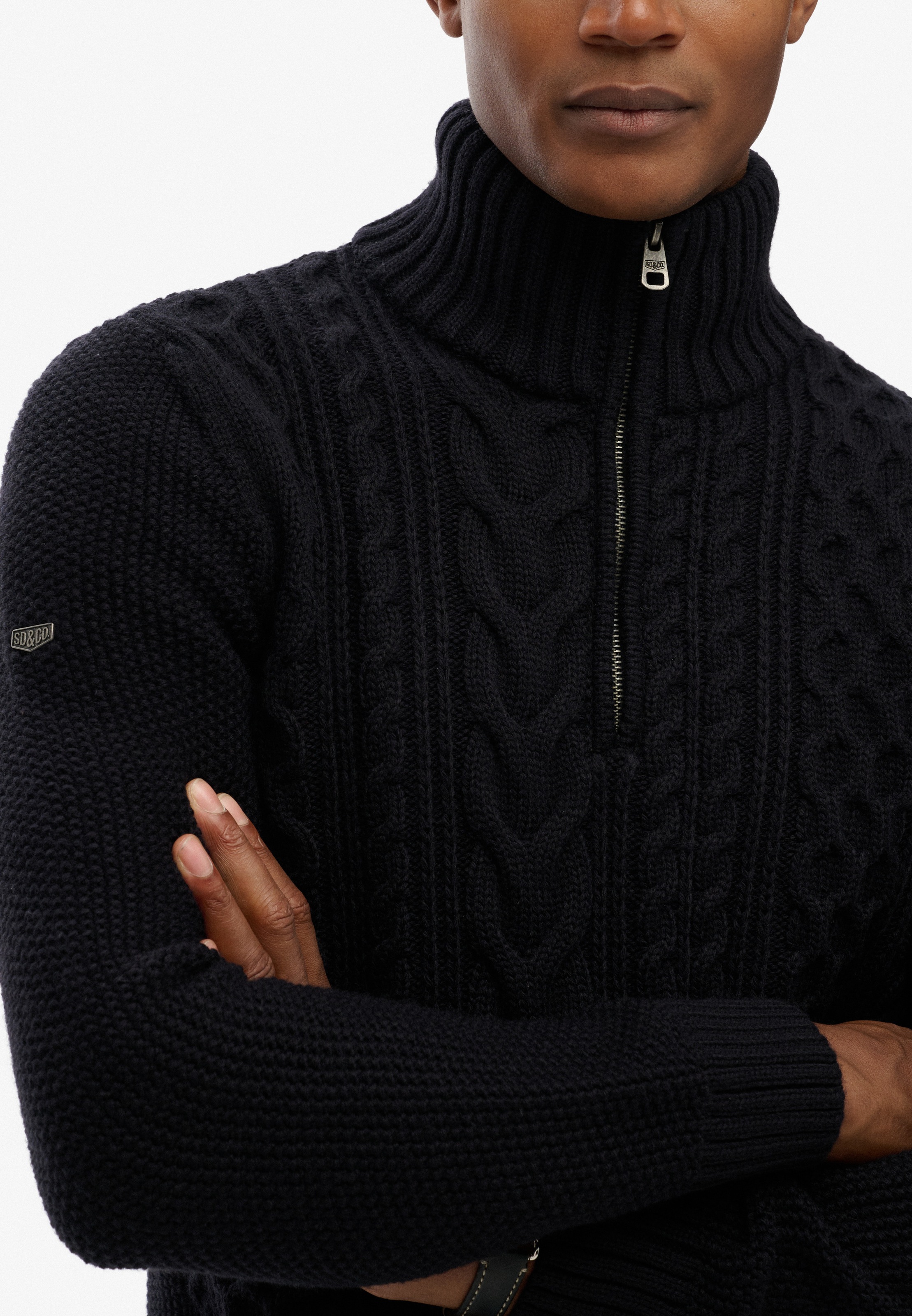 Superdry Strickpullover »JACOB CABLE KNIT HALF ZIP«