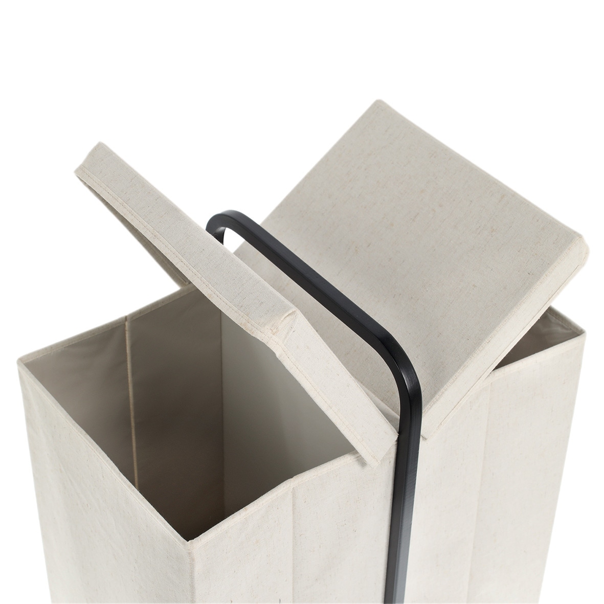 Zeller Present Wäschekorb »Wäschesammler, 2fach« ca. 51,5x35,5x65 cm, creme/schwarz