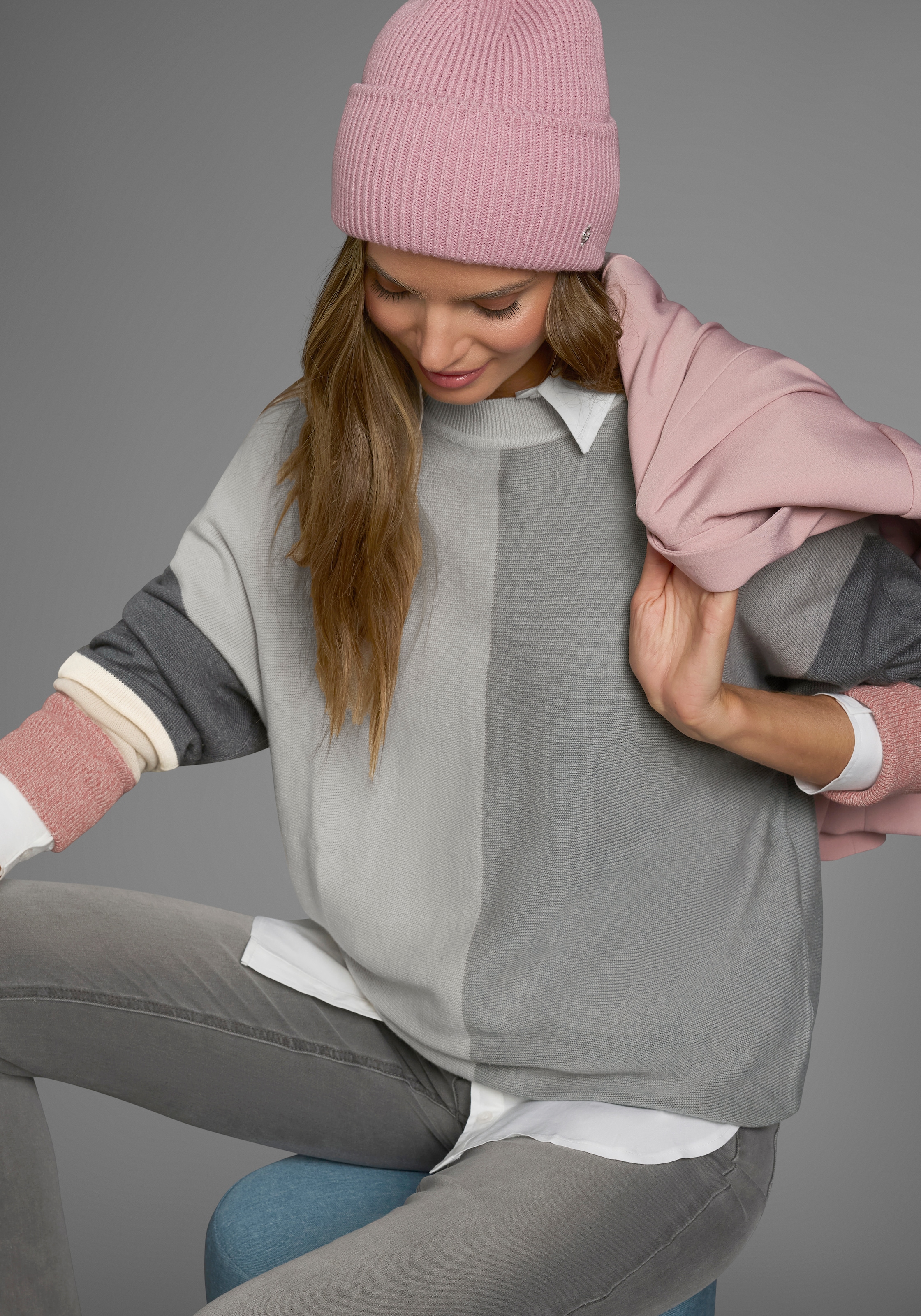Boysen's Rundhalspullover, mit modischem Pastel-Colorblocking NEUE FARBE