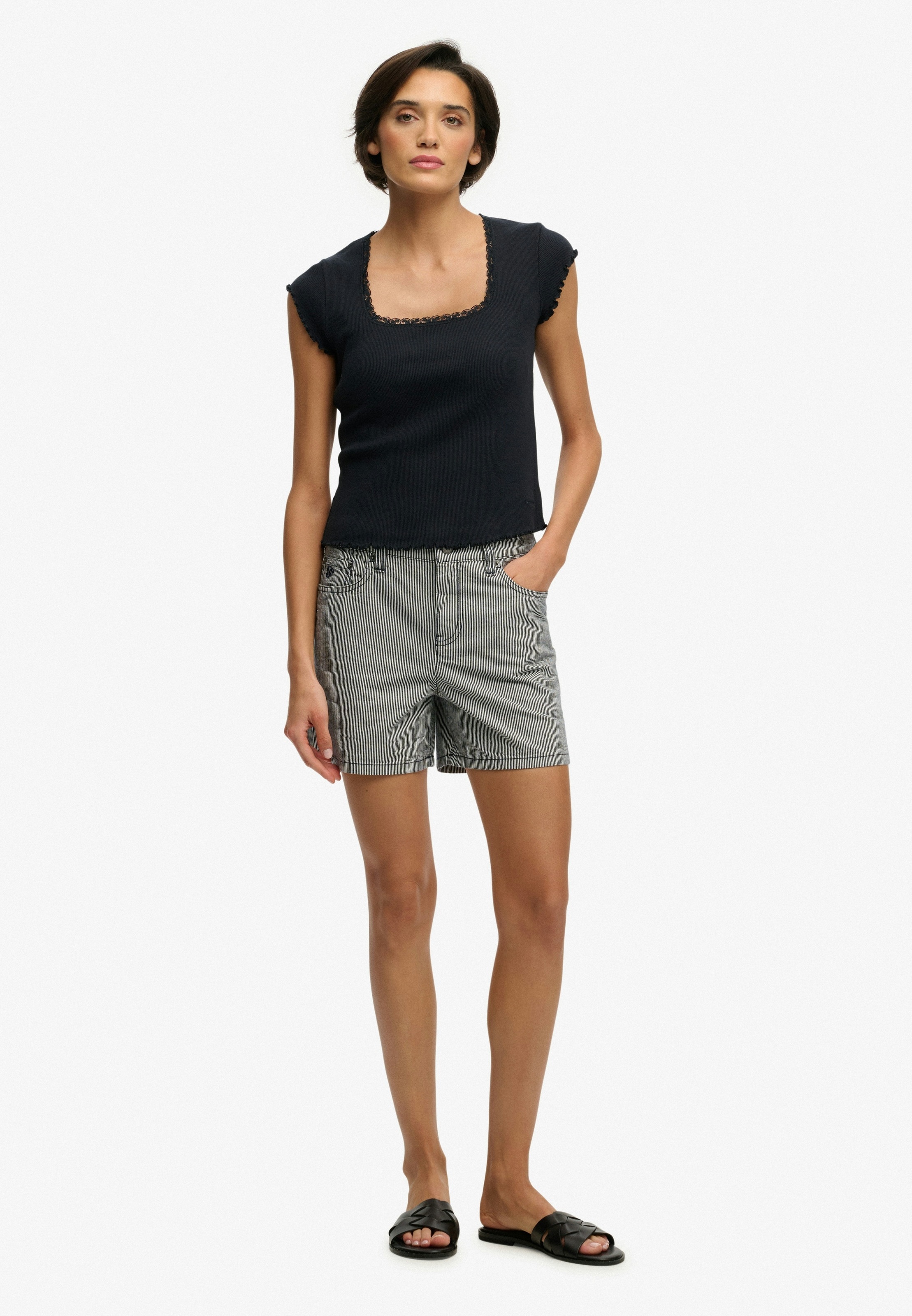 Superdry Jeanshotpants »MID RISE STRIPE SHORT«