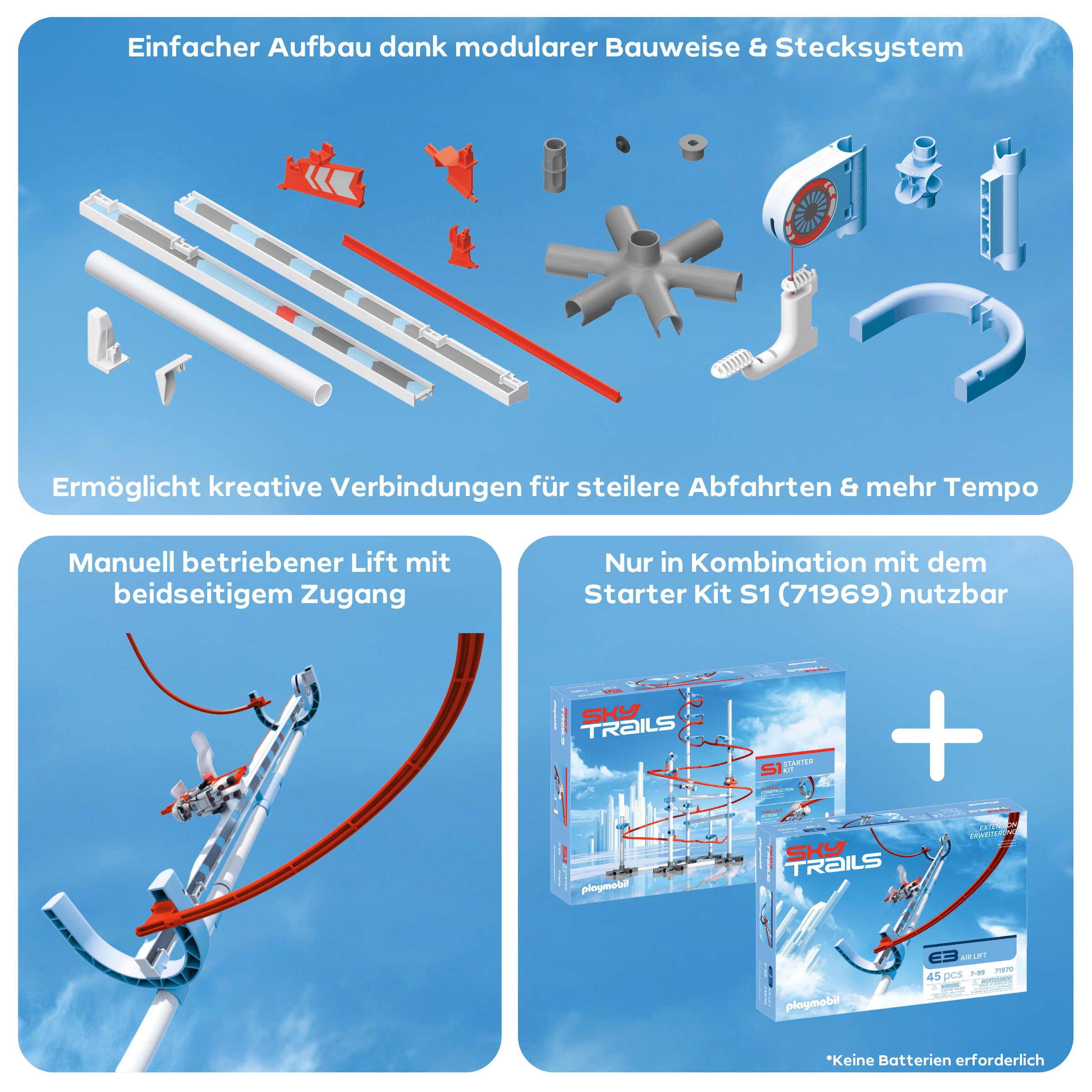 Playmobil® Konstruktions-Spielset »Air Lift e3 (71970), Sky Trails«, (45 St.), Made in Europe