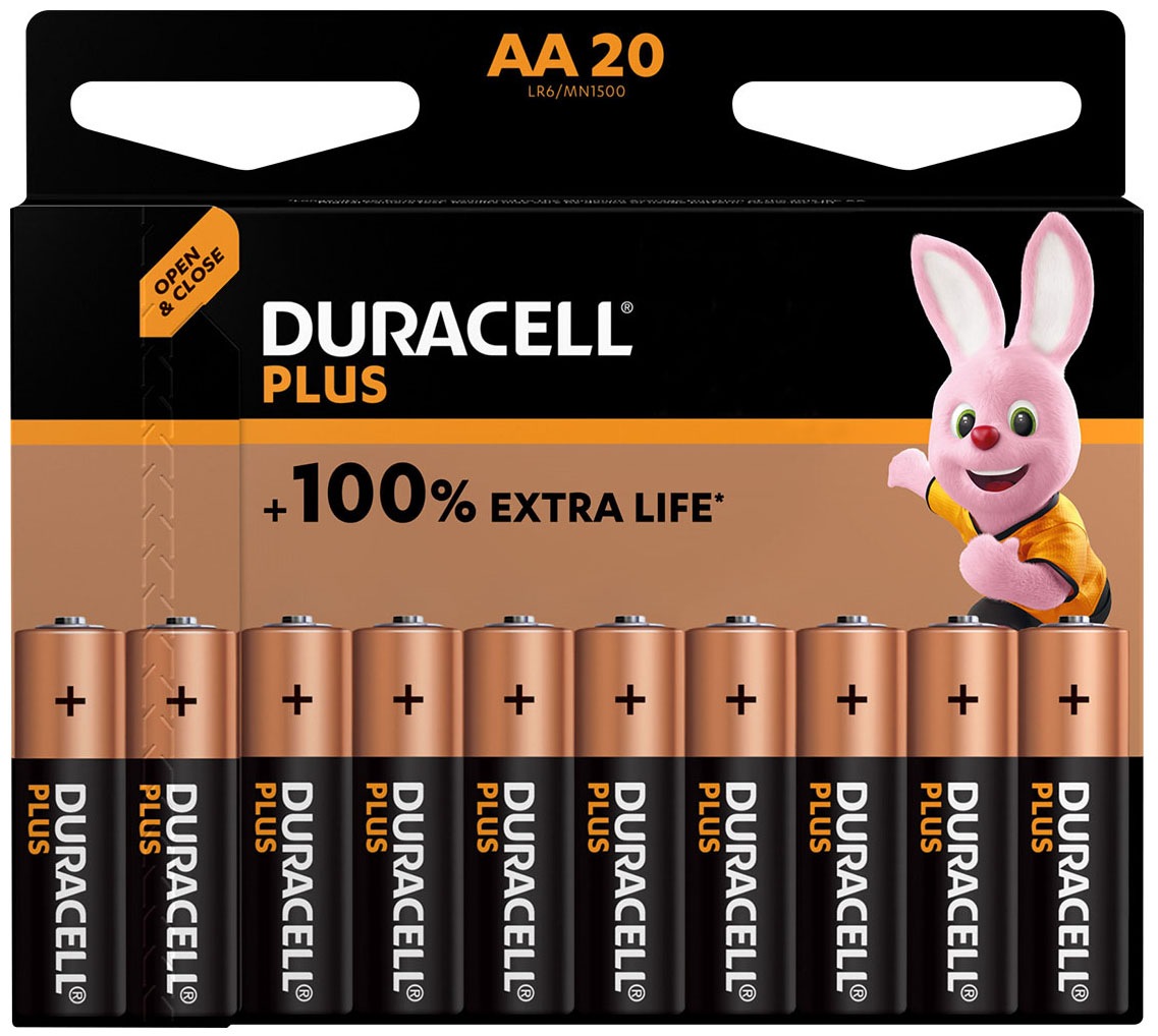 Duracell Batterie »Plus AA Mignon Alkaline-Batterien, 1.5V LR6 MN1500, 20er-Pack«, 1,5 V, (Set, 20 St.)