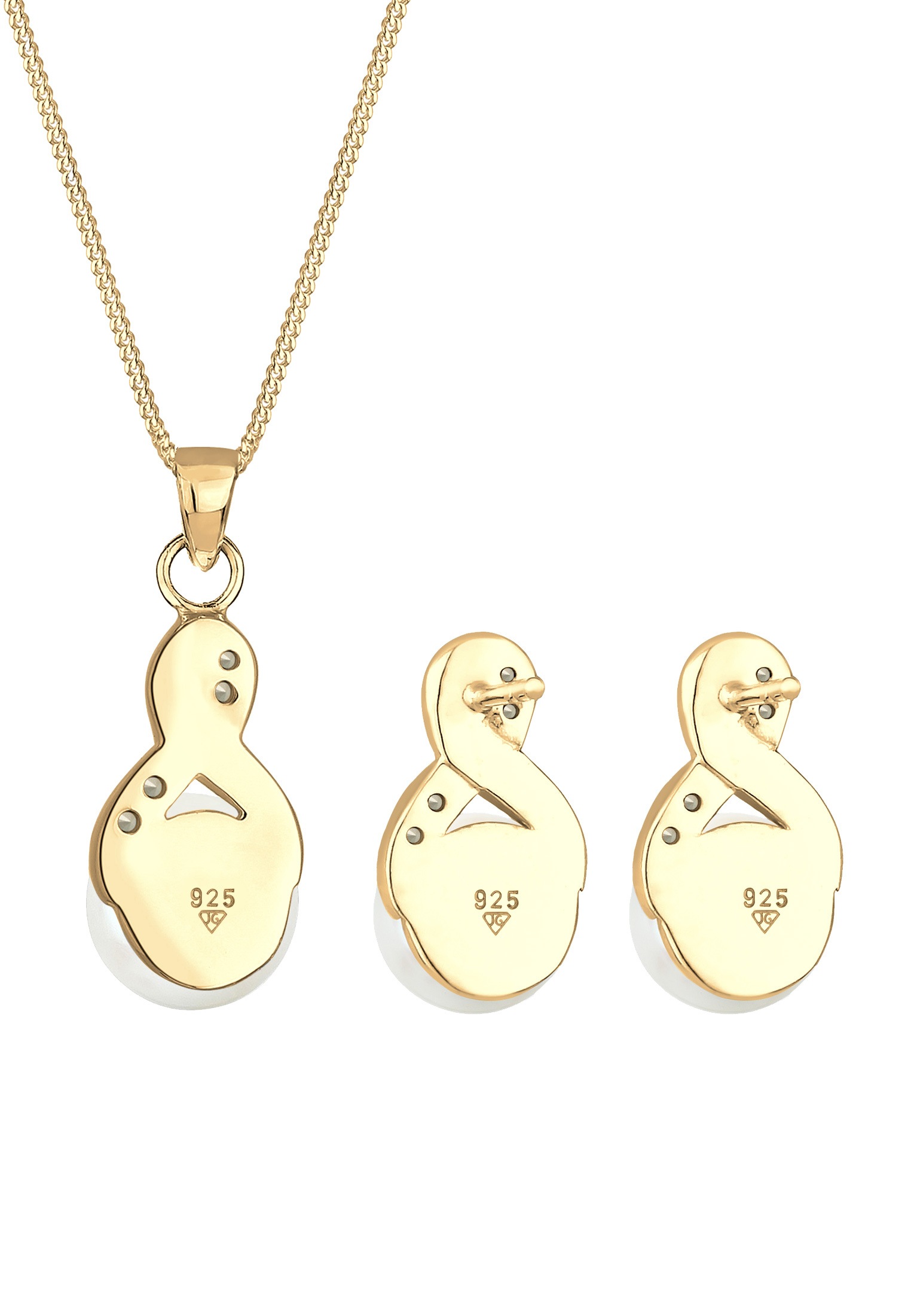 Elli Ohrring und Ketten Set »Schmuckset Infinity Perlen Kristalle 925 Silber«