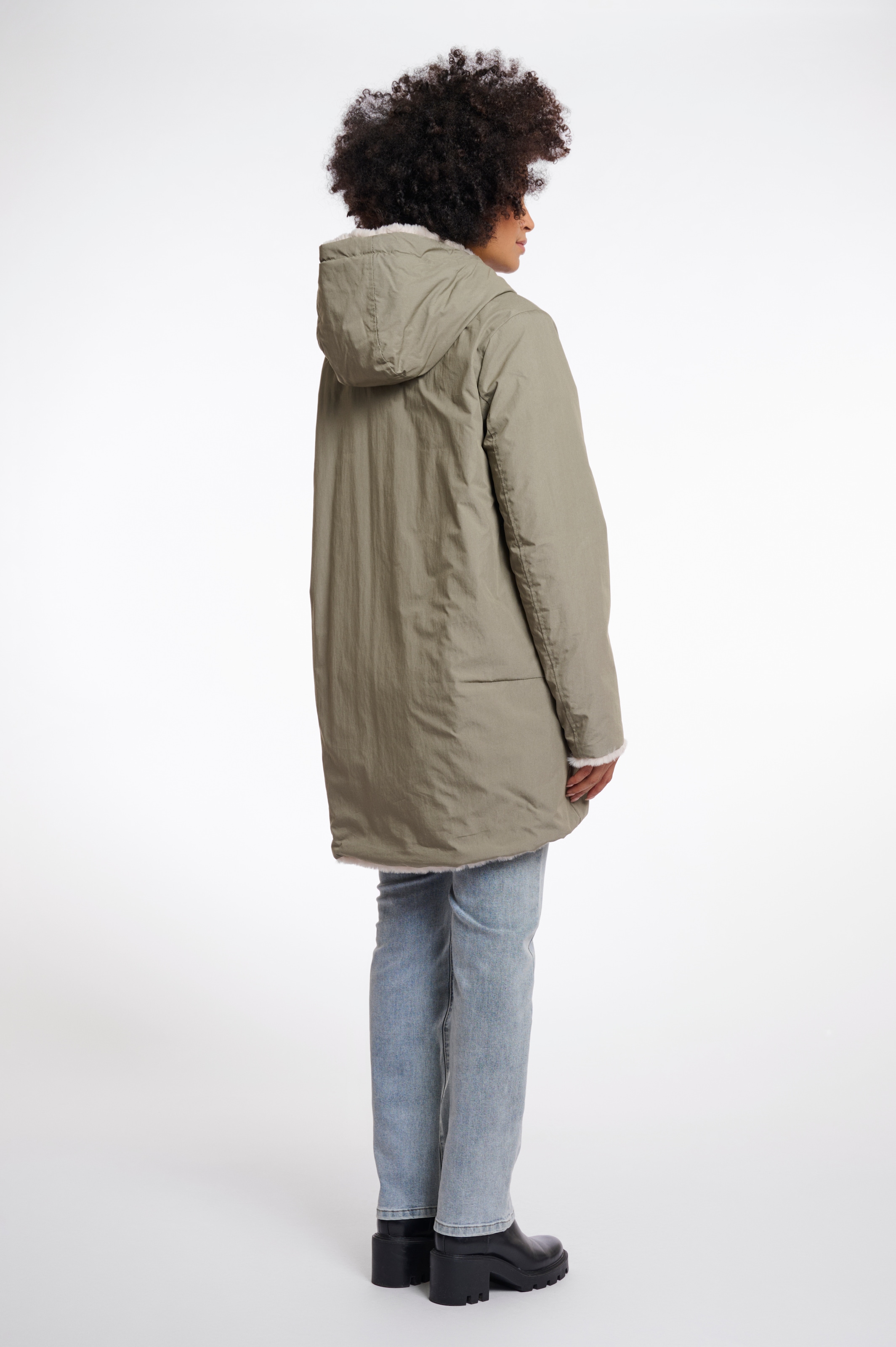 Rino & Pelle Parka, mit Kapuze, mit kontrastfarbenen Details