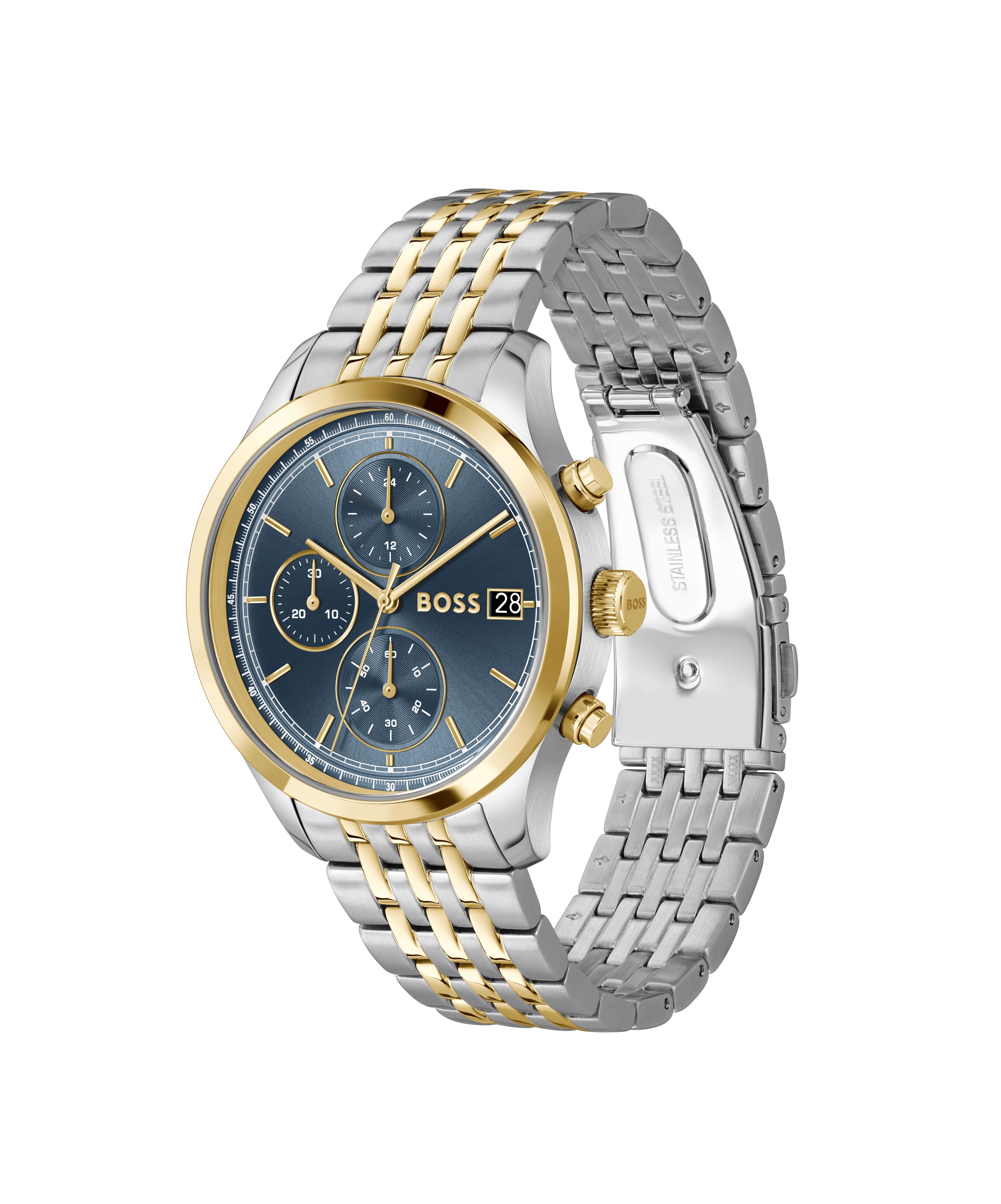 BOSS Chronograph »STRATUS« Quarzuhr, Armbanduhr, Herrenuhr, Edelstahlarmband, analog, Tag