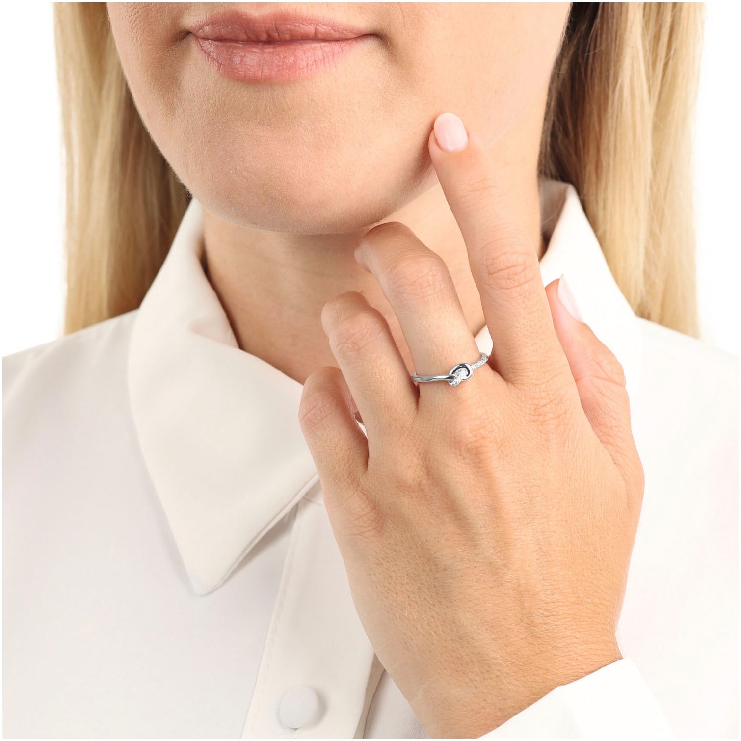 Amor Fingerring »Knoten-Optik, 2037262/-63/-64/-65/-66«, mit Zirkonia (synth.)