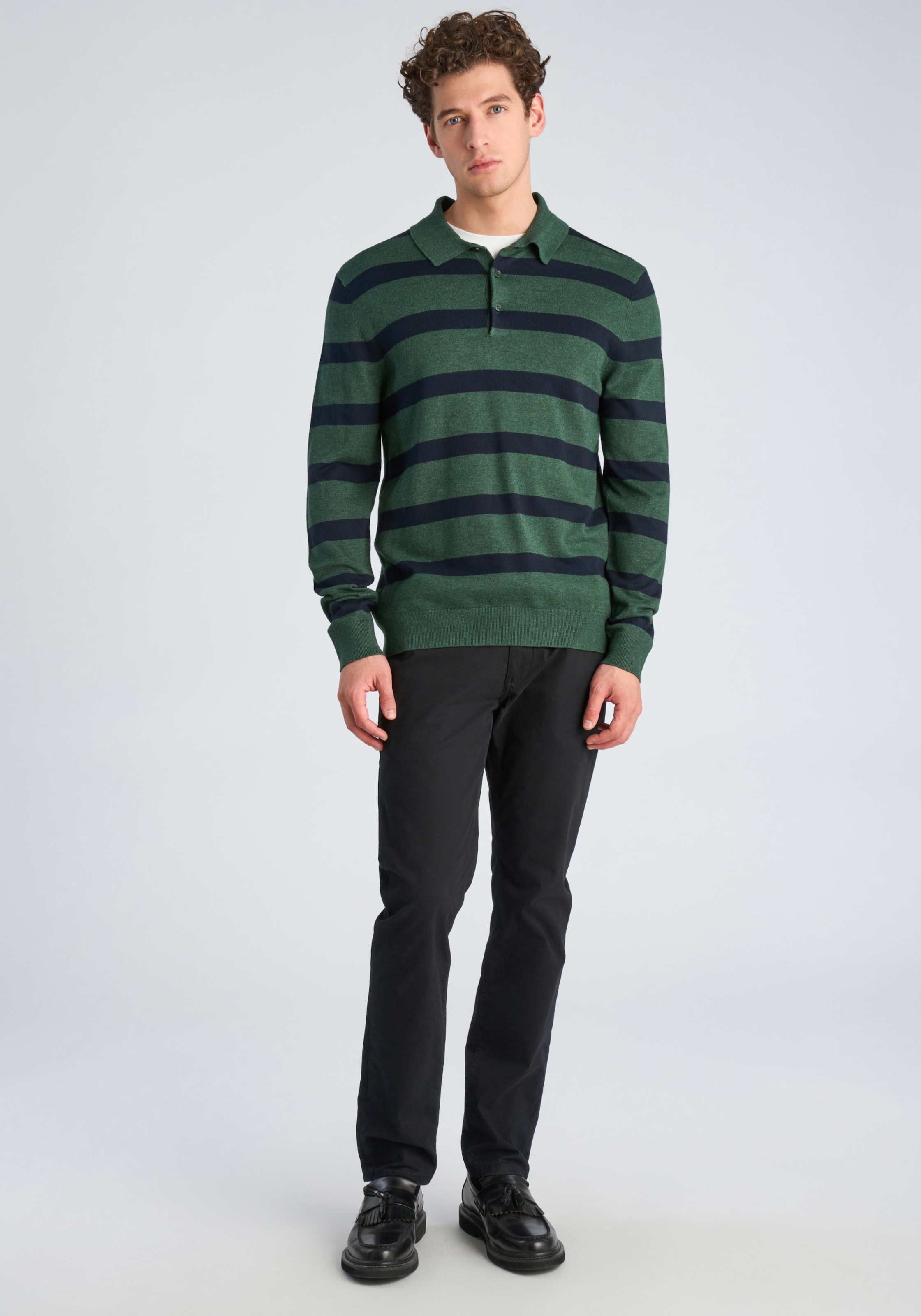 LINDBERGH Polokragenpullover in Streifen-Optik / Viskose