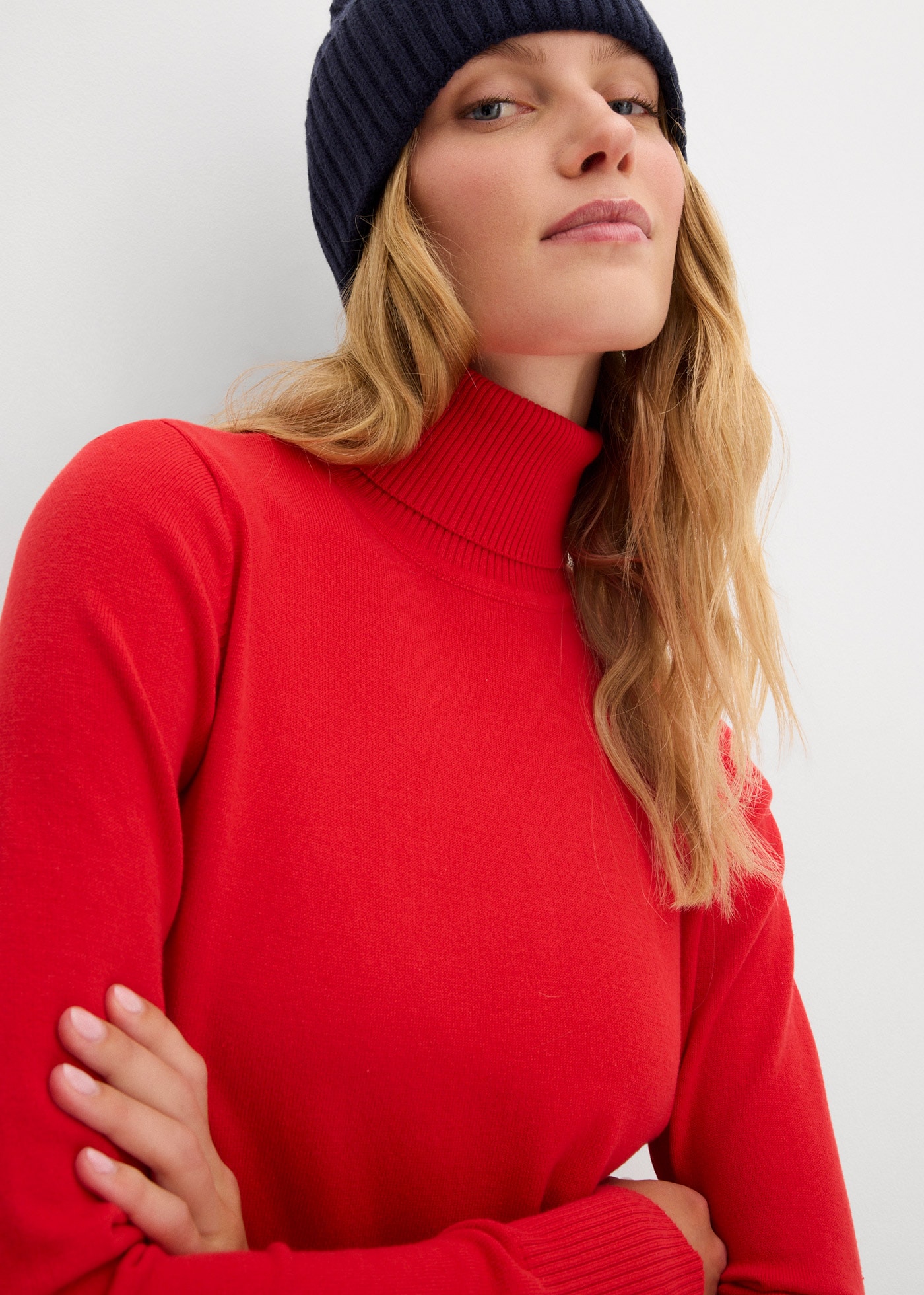 bonprix Rollkragenpullover »Feinstrick-Rollkragenpullover« aus Baumwollmischung, mit hohem Rollkragen, schmale Passform