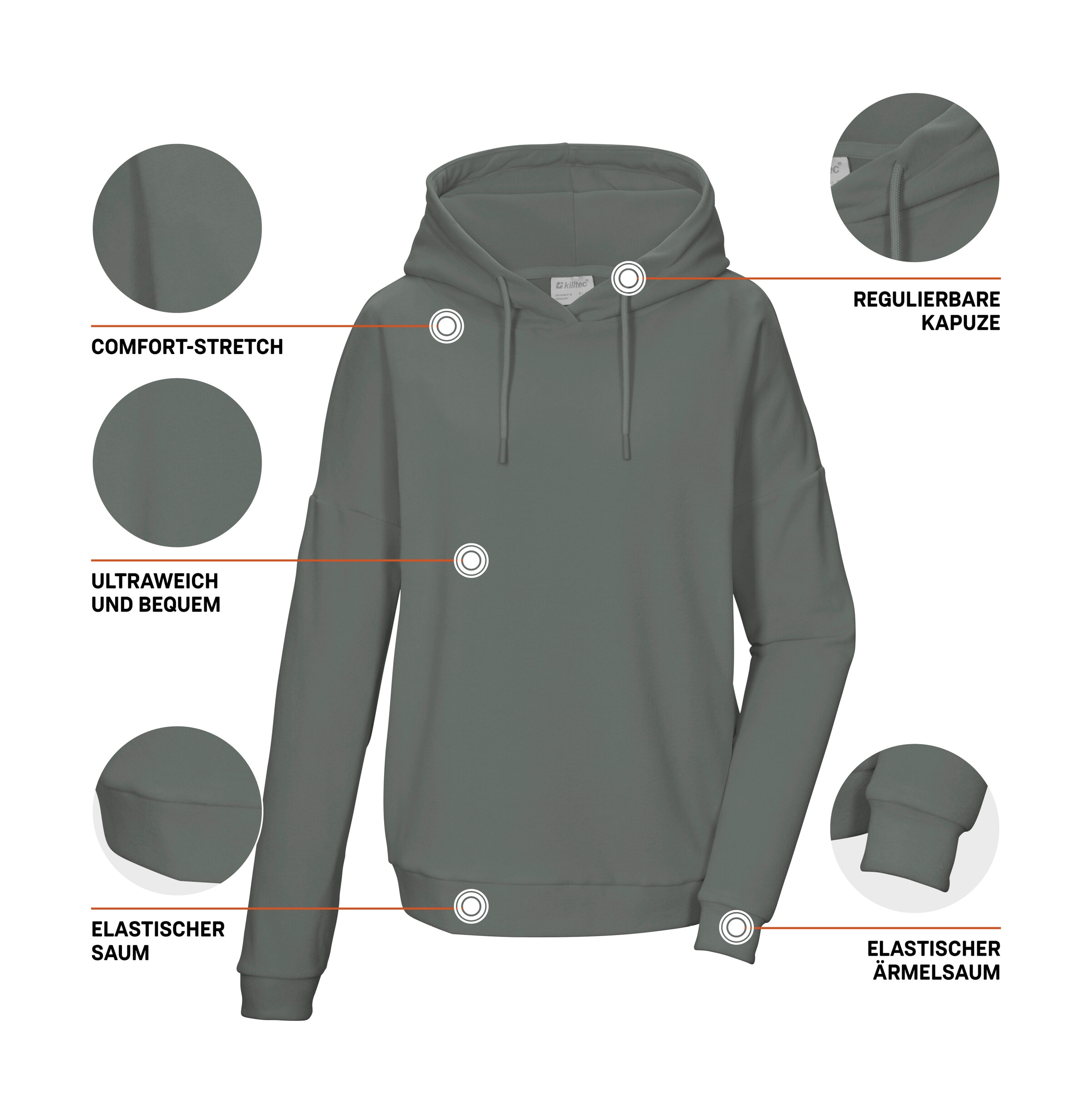 Killtec Fleeceshirt »KOS 477 WMN FLC SHRT« Loungewear Fleeceshirt mit Kapuze und elastischen Bündchen