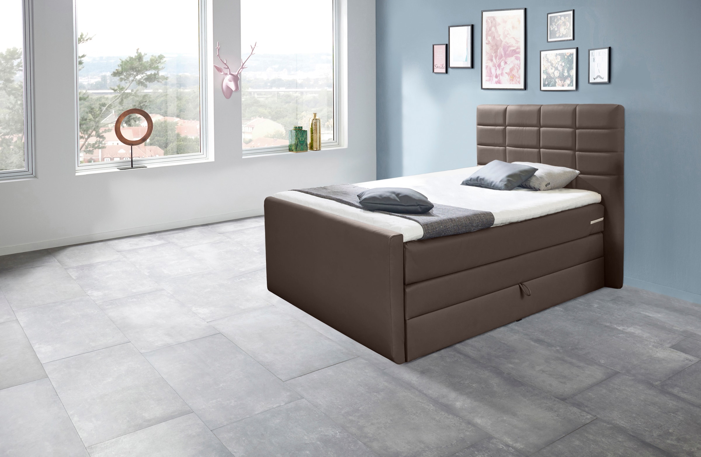 INOSIGN Boxspringbett »Lethbridge«, inkl. Bettkasten und Topper, zwei Matratzenarten in H2