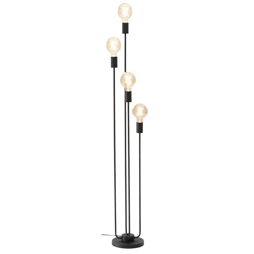 Leonique Stehlampe »Jarla«, 4 flammig-flammig, Stehleuchte mit goldfarbenen/schwarzen Fassungen, Höhe 137 cm