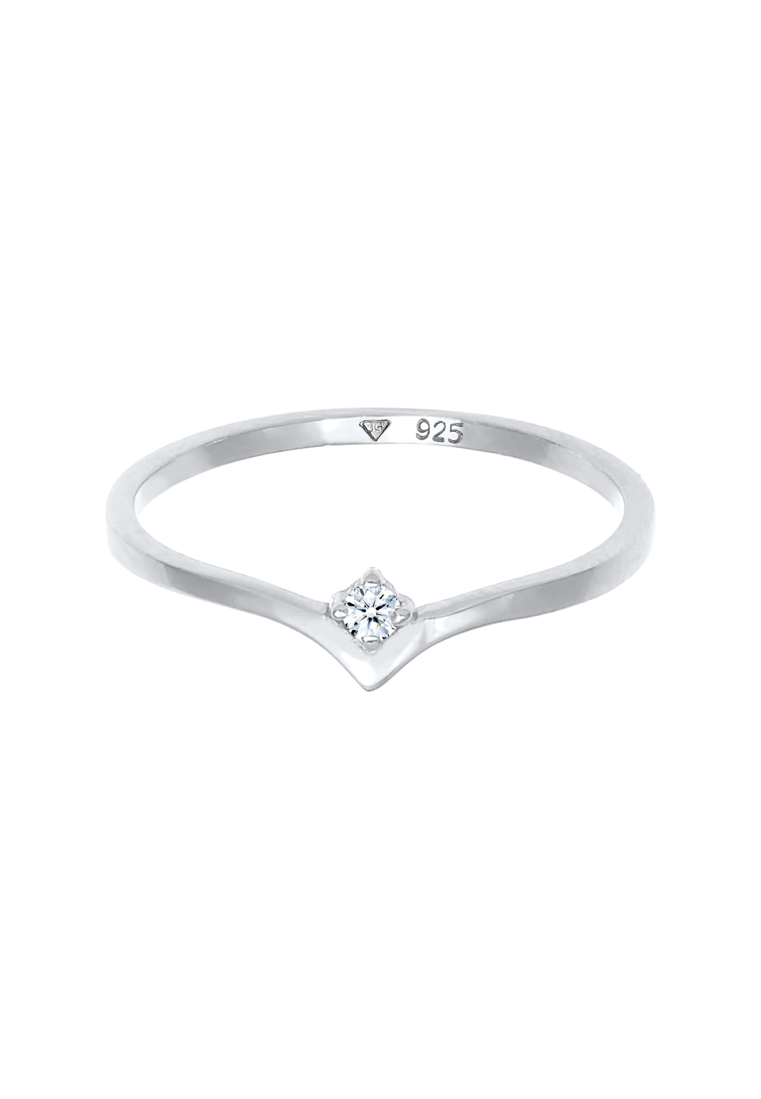 Elli DIAMONDS Verlobungsring »Ring Solitär Diamant (0.03 ct.) V-Form 925 Silber«
