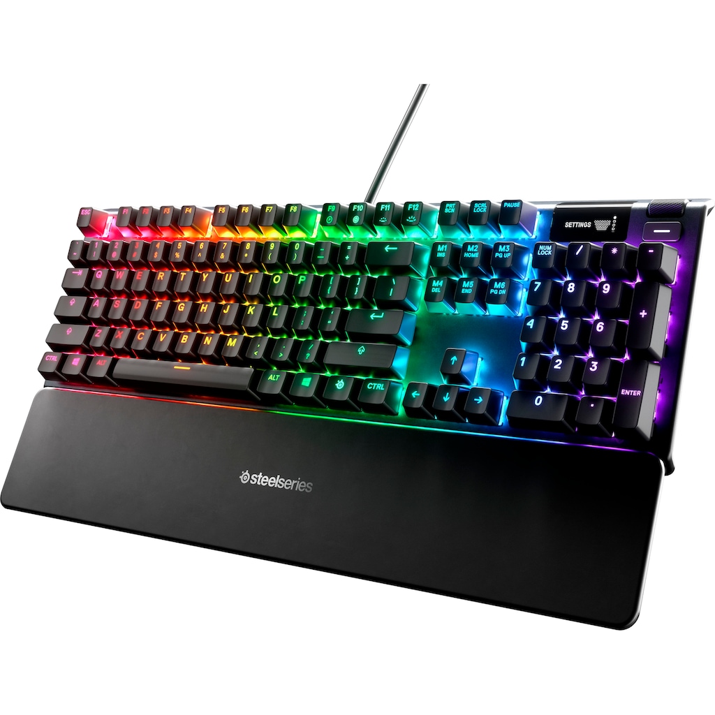 SteelSeries Gaming-Tastatur »Apex 5«, (Handgelenkauflage-Antirutsch-Füße-ausklappbare Füße-Smart-Display-Makrotasten), Anti-Ghosting