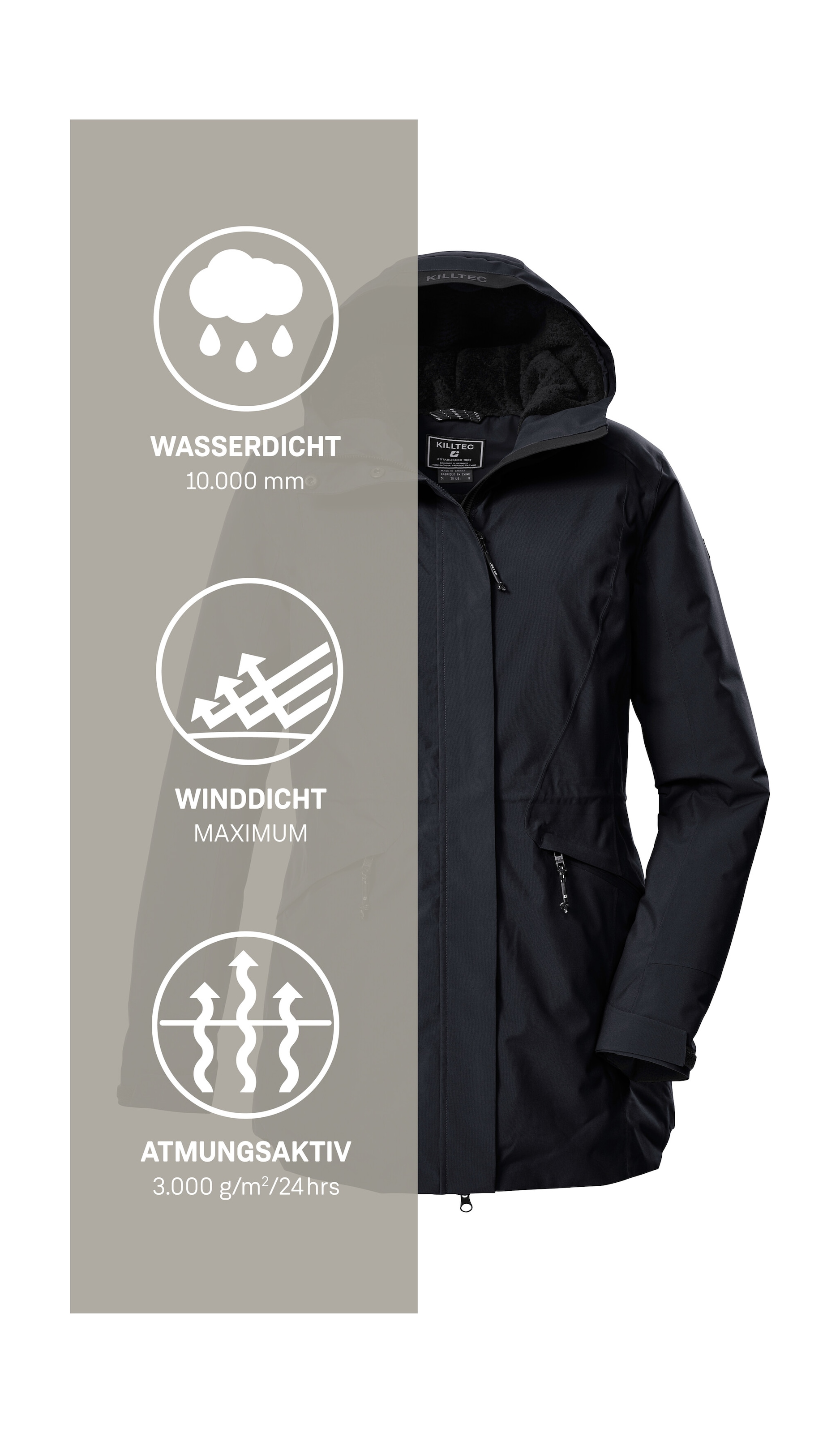 Killtec Parka »KOW 19 WMN PRK«, Wasserdichter, atmungsaktiver Damenparka mit verstellbarer Kapuze