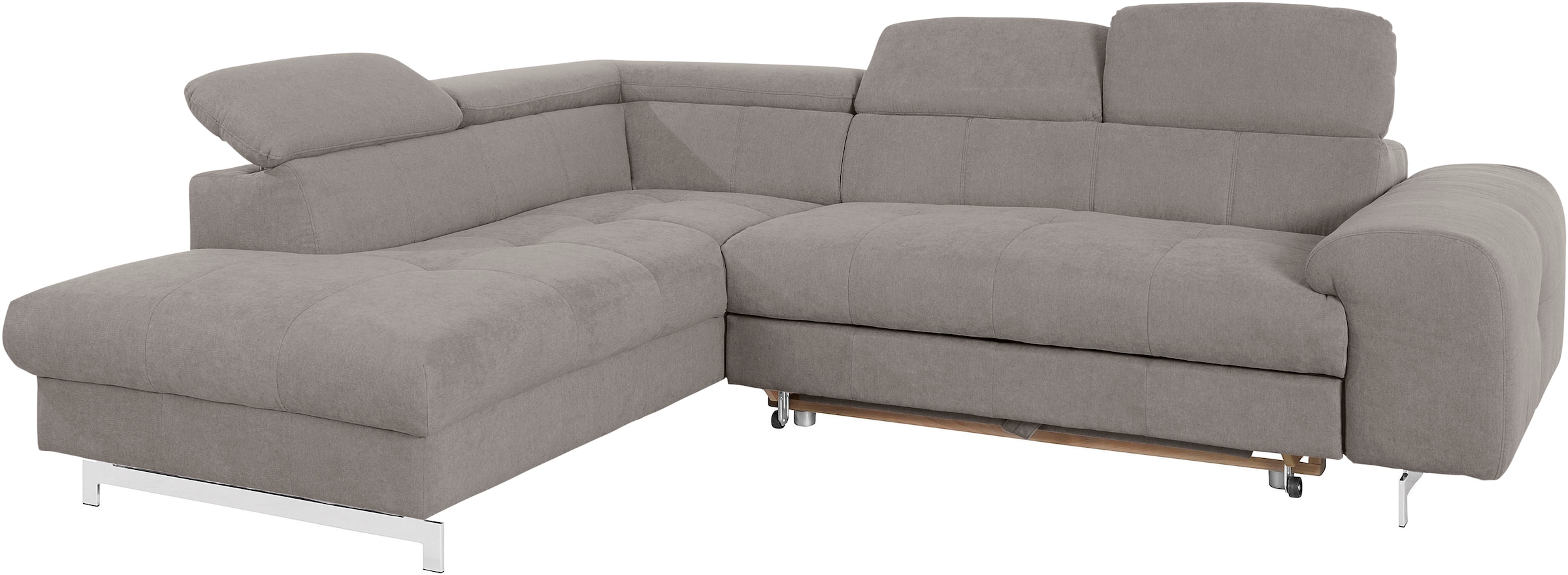 COTTA Ecksofa »Chef L-Form«, mit Kopfteilverstellung, edle Metallkufen, wahlweise mit Bettfunktion