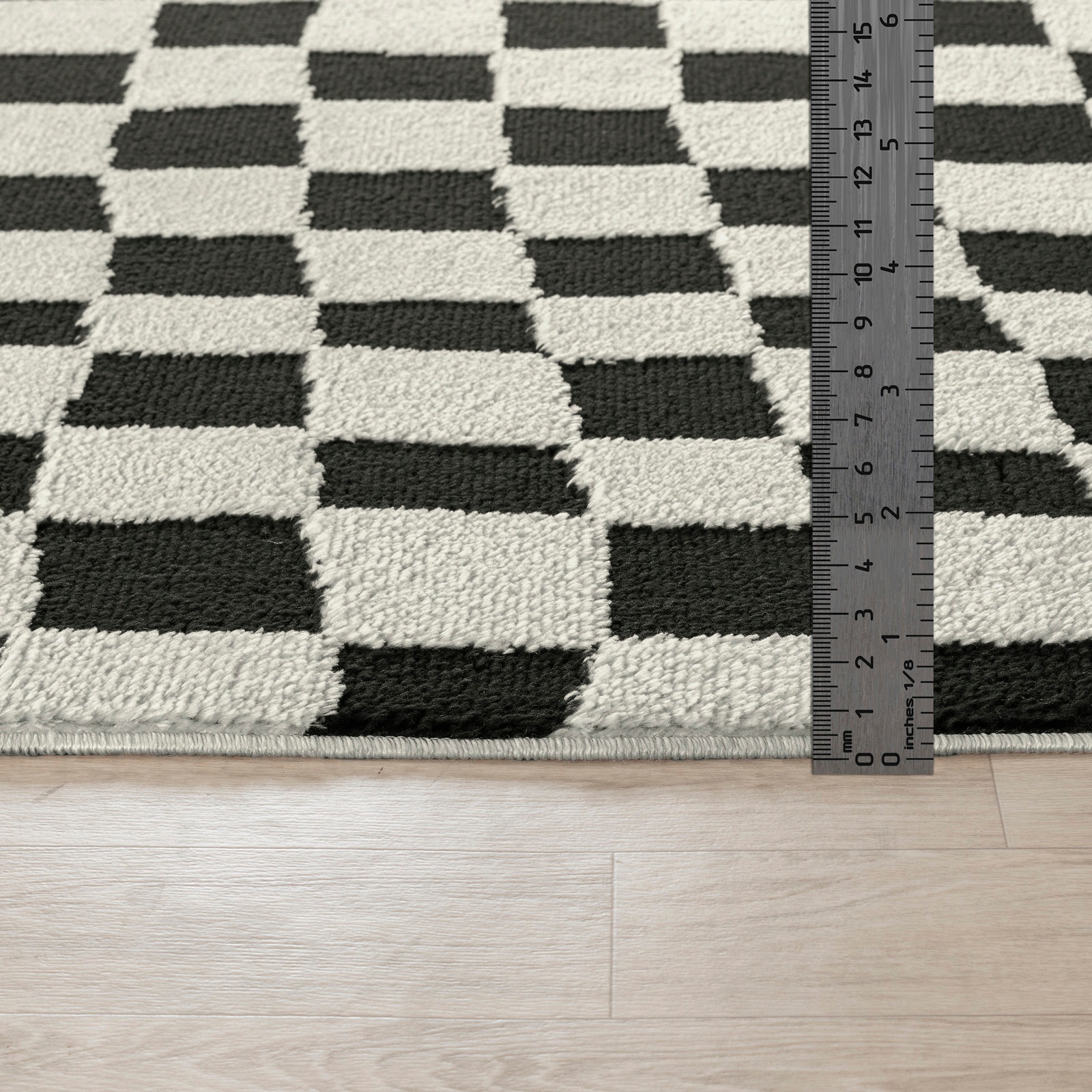 Livabliss Teppich »GIJON« rechteckig 14 mm Höhe Skandinavischer Teppich mit Karomuster, Kurzflor Wohnzimmerteppich