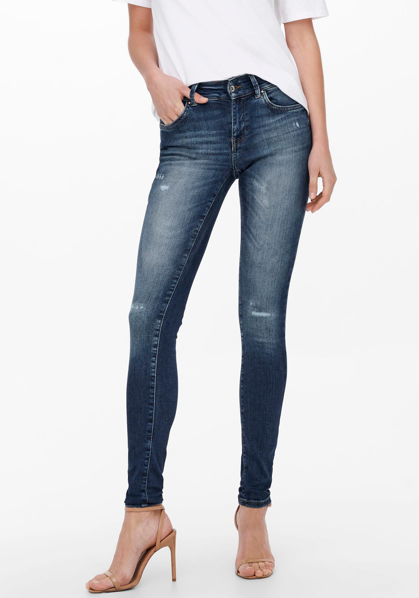 Only Skinny-fit-Jeans »ONLLUCI LIFE REG SK REP DNM REA117«