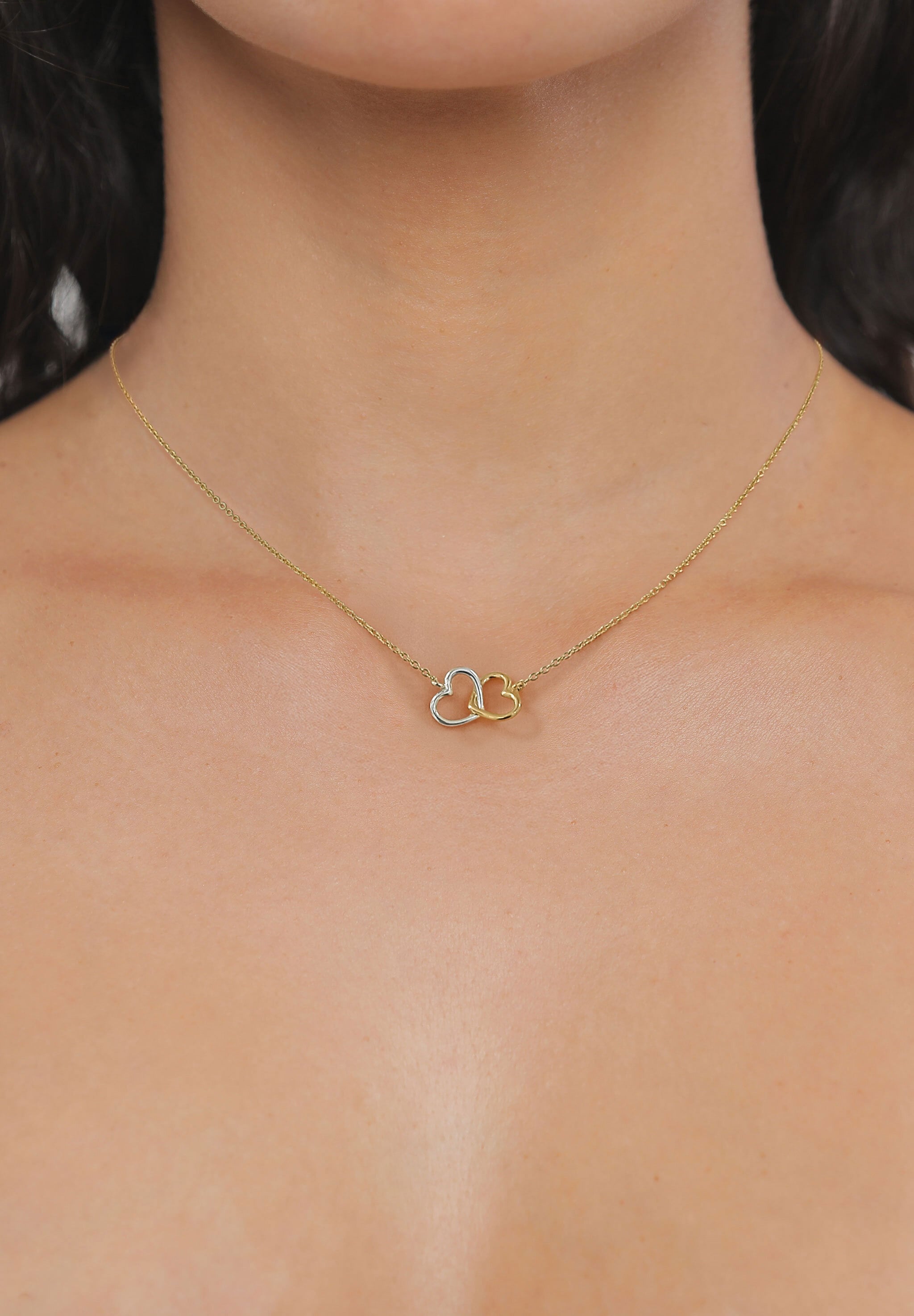 Elli Kette mit Anhänger »Halskette Herz Bicolor 925 Sterling Silber vergoldet«